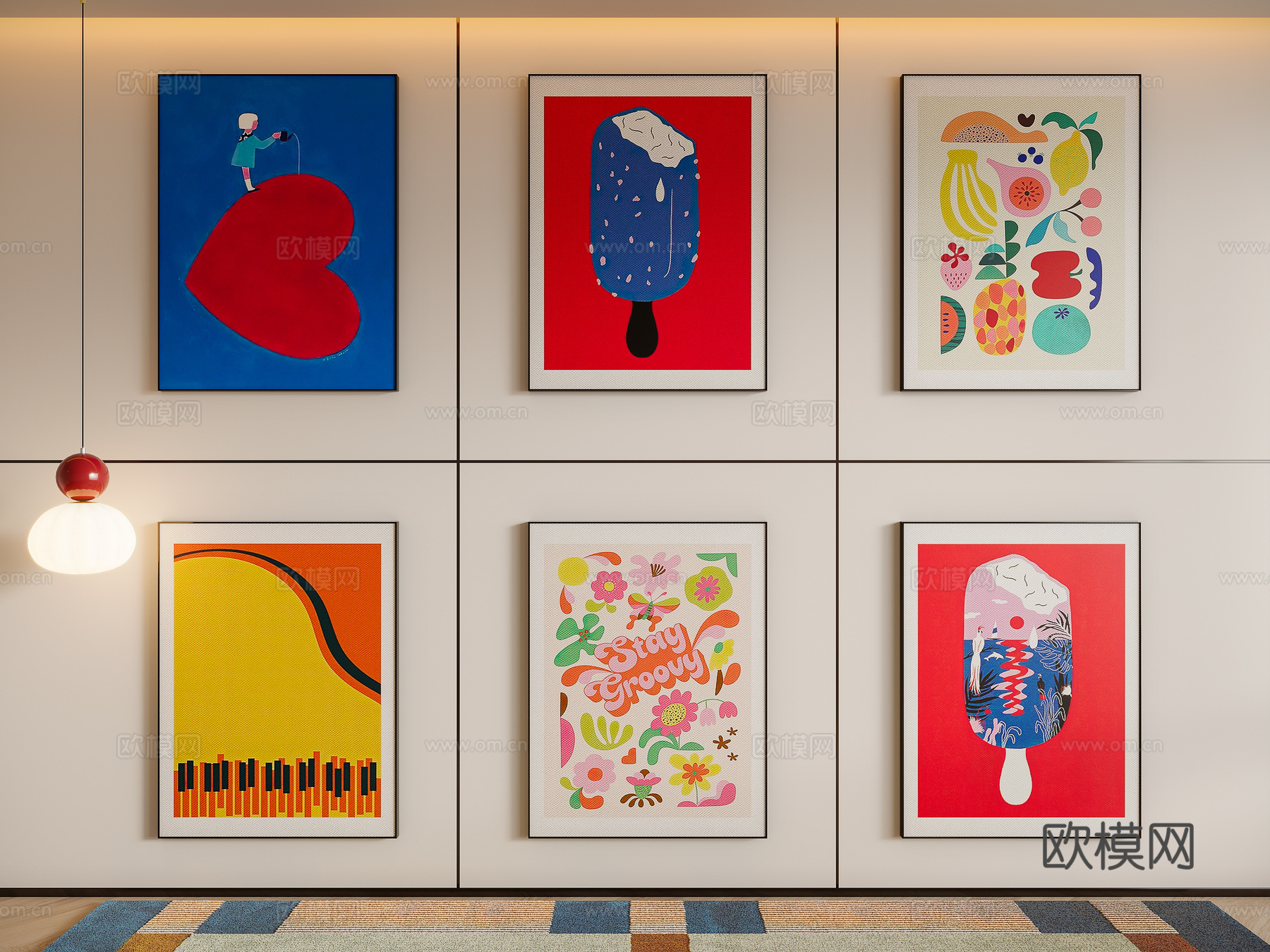 多巴胺组合装饰画su模型