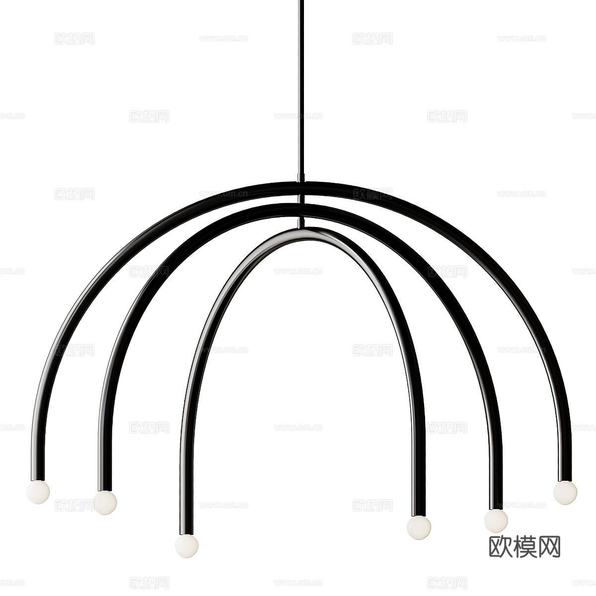 现代轻奢弧形金属装饰吊灯3d模型下载（渲染图5）
