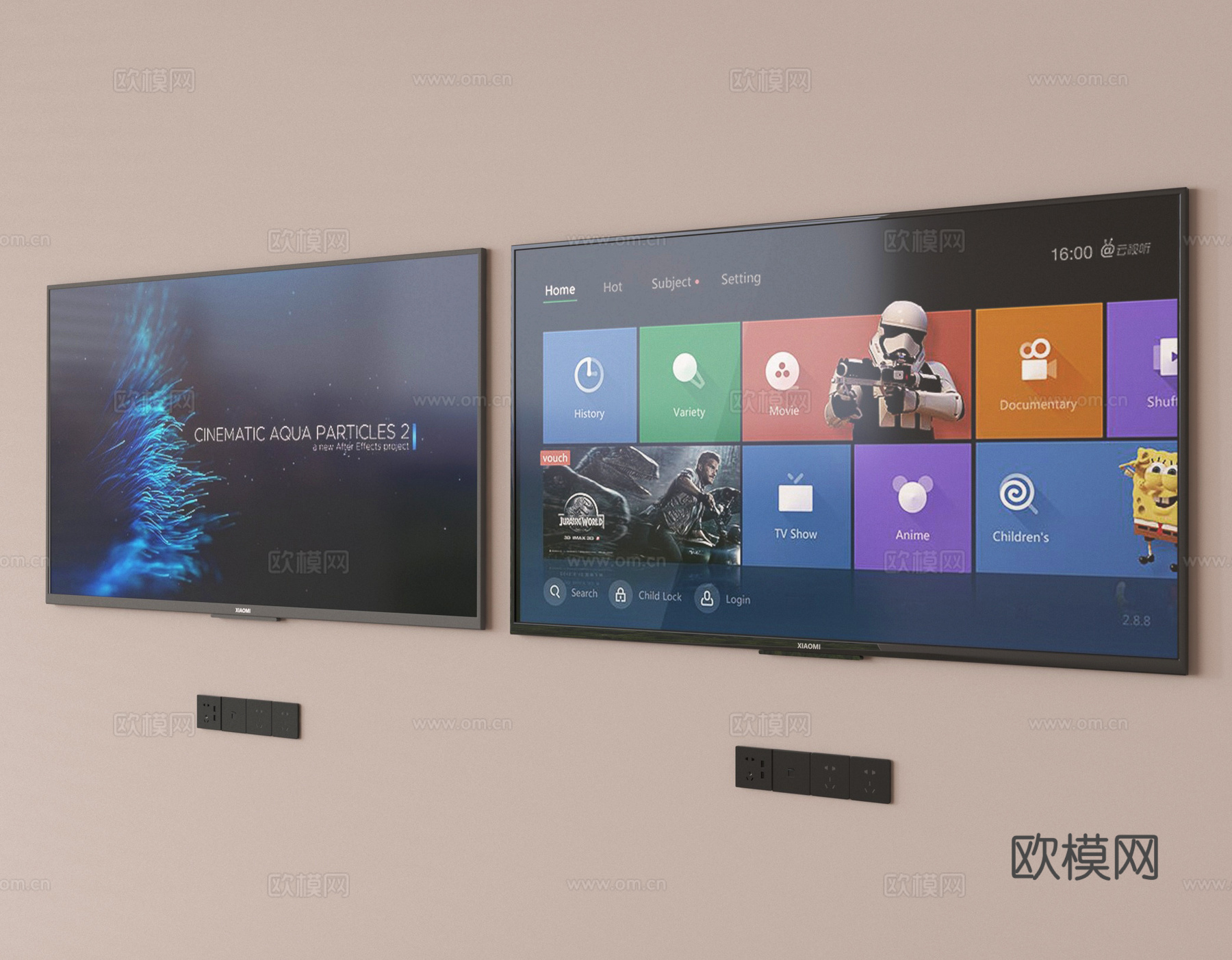 现代智能电视 液晶电视 壁挂电视3d模型下载