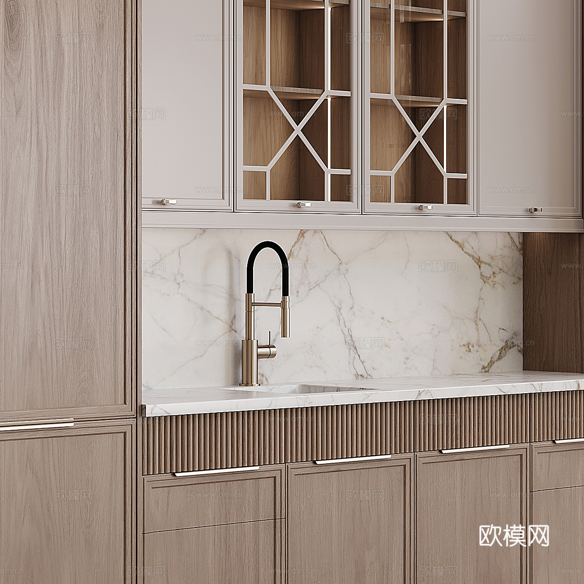 新古典主义橱柜 岛台3d模型下载（渲染图5）