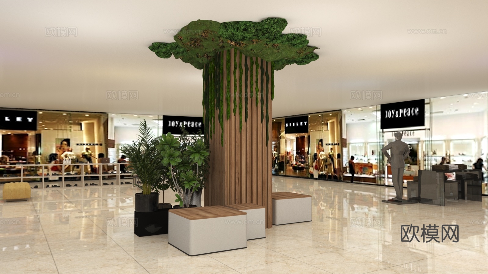 商场包柱设计 休息区 合影点 柱子设计 展示柱 打卡点3d模型下载（渲染图2）