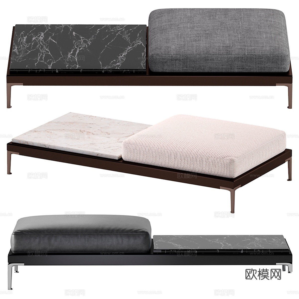 Minotti Patio 180厘米布艺皮革凳3d模型下载