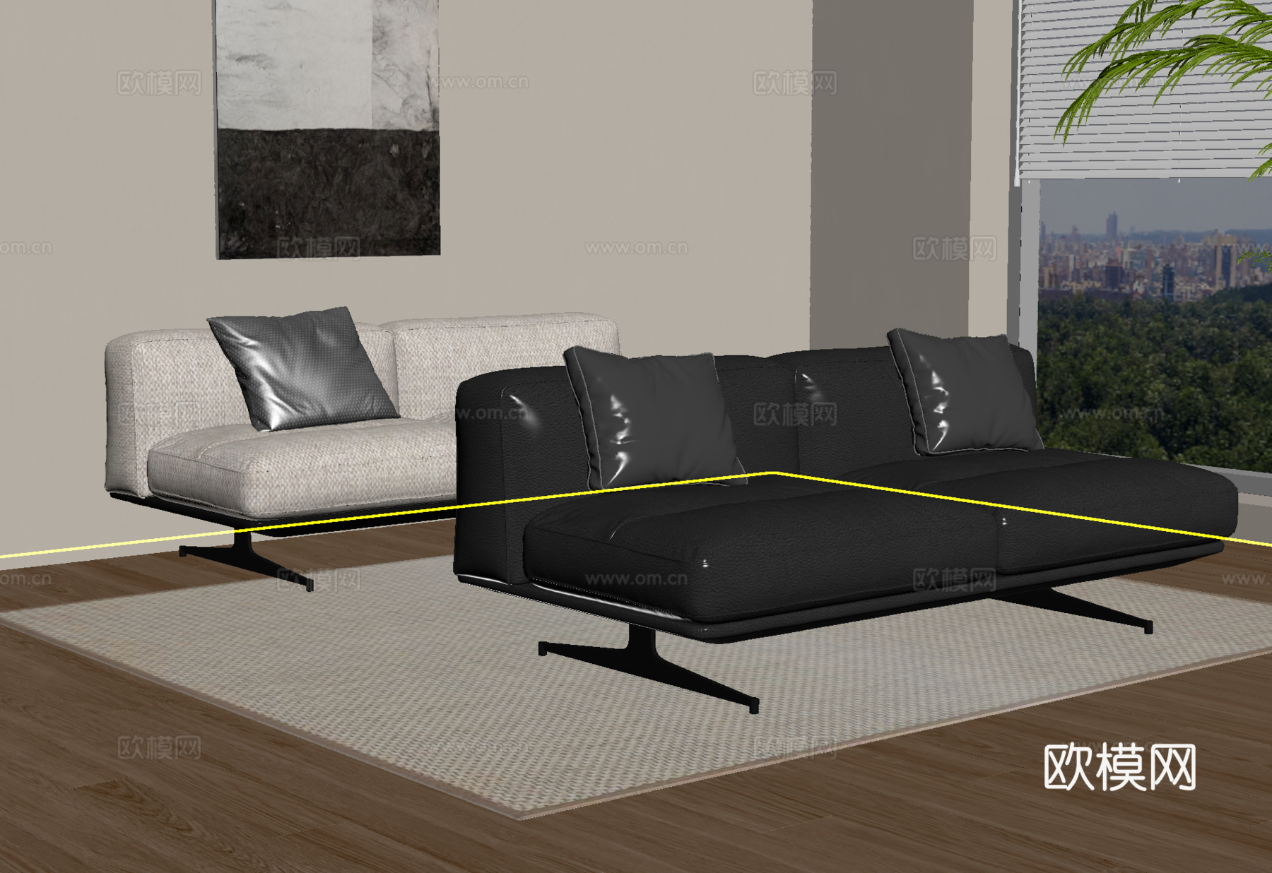 现代双人沙发su模型