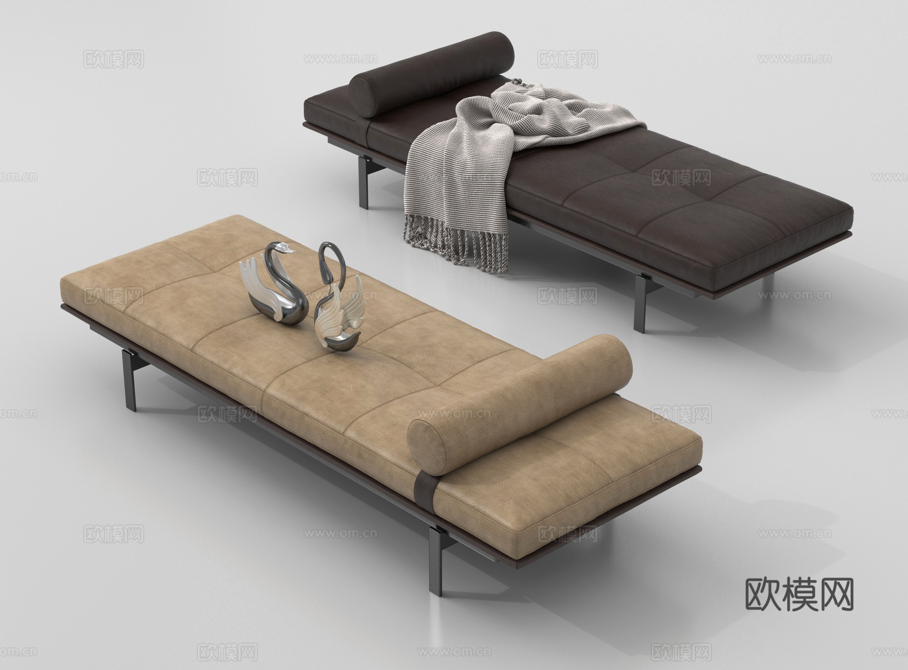 现代沙发凳 床尾凳su模型