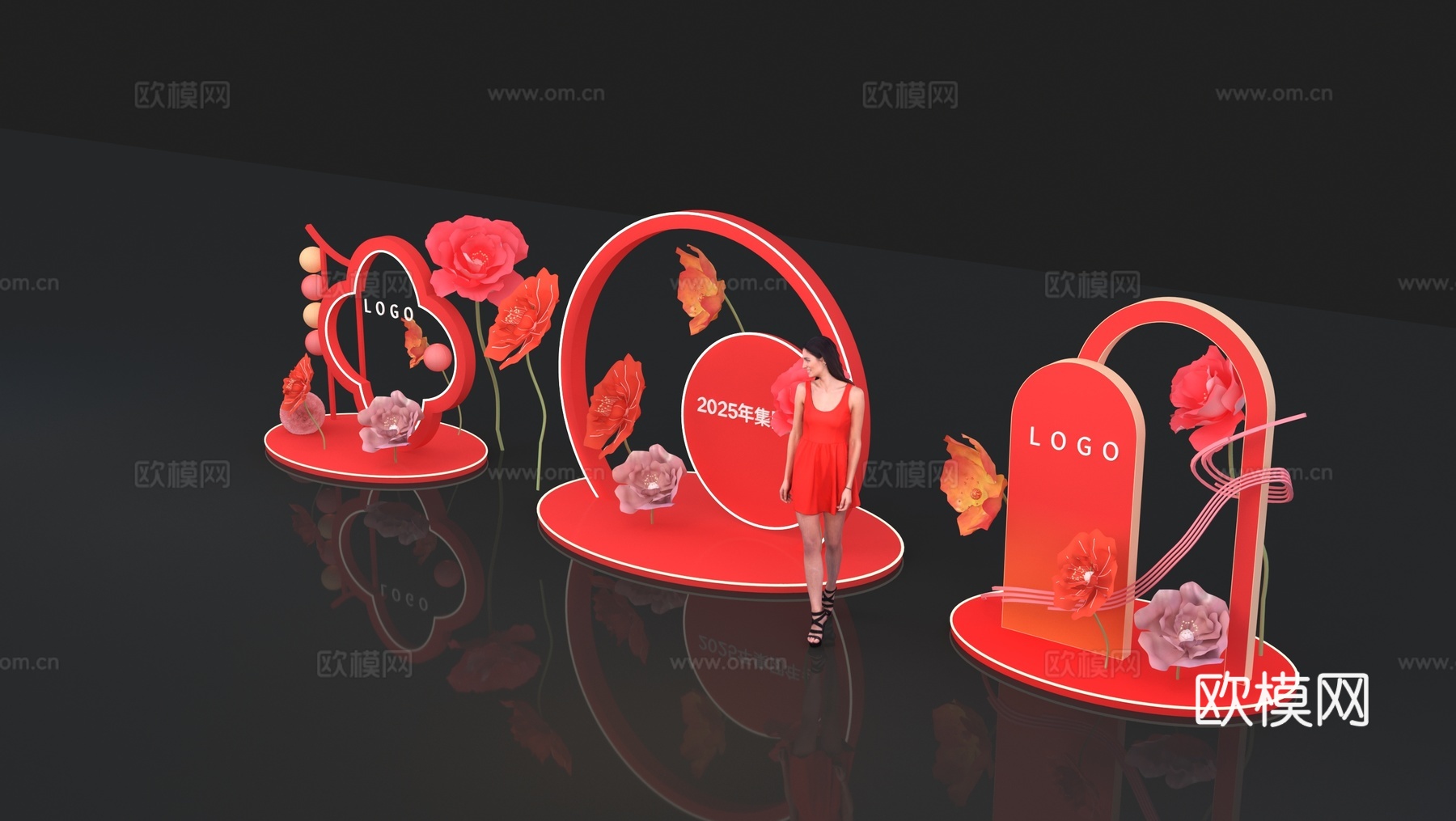 新中式合影点 打卡点 美陈 dp点 新年点位 中式美陈 国风3d模型下载（渲染图2）