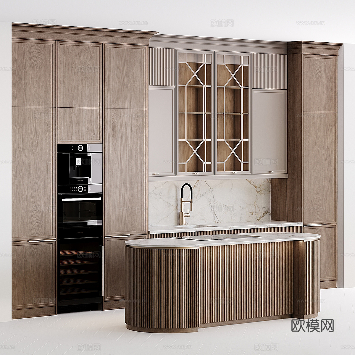 新古典主义橱柜 岛台3d模型下载（渲染图2）