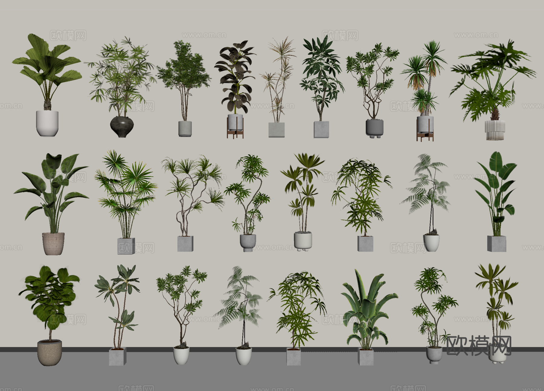 盆栽 绿植 盆栽 绿植盆栽组合su模型