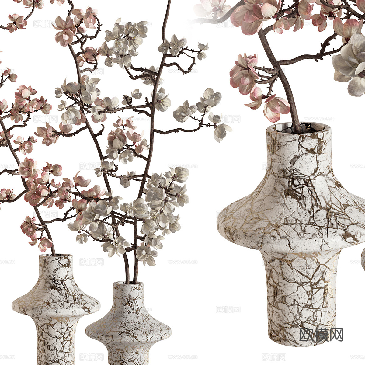 新中式花瓶花艺3d模型下载（渲染图2）