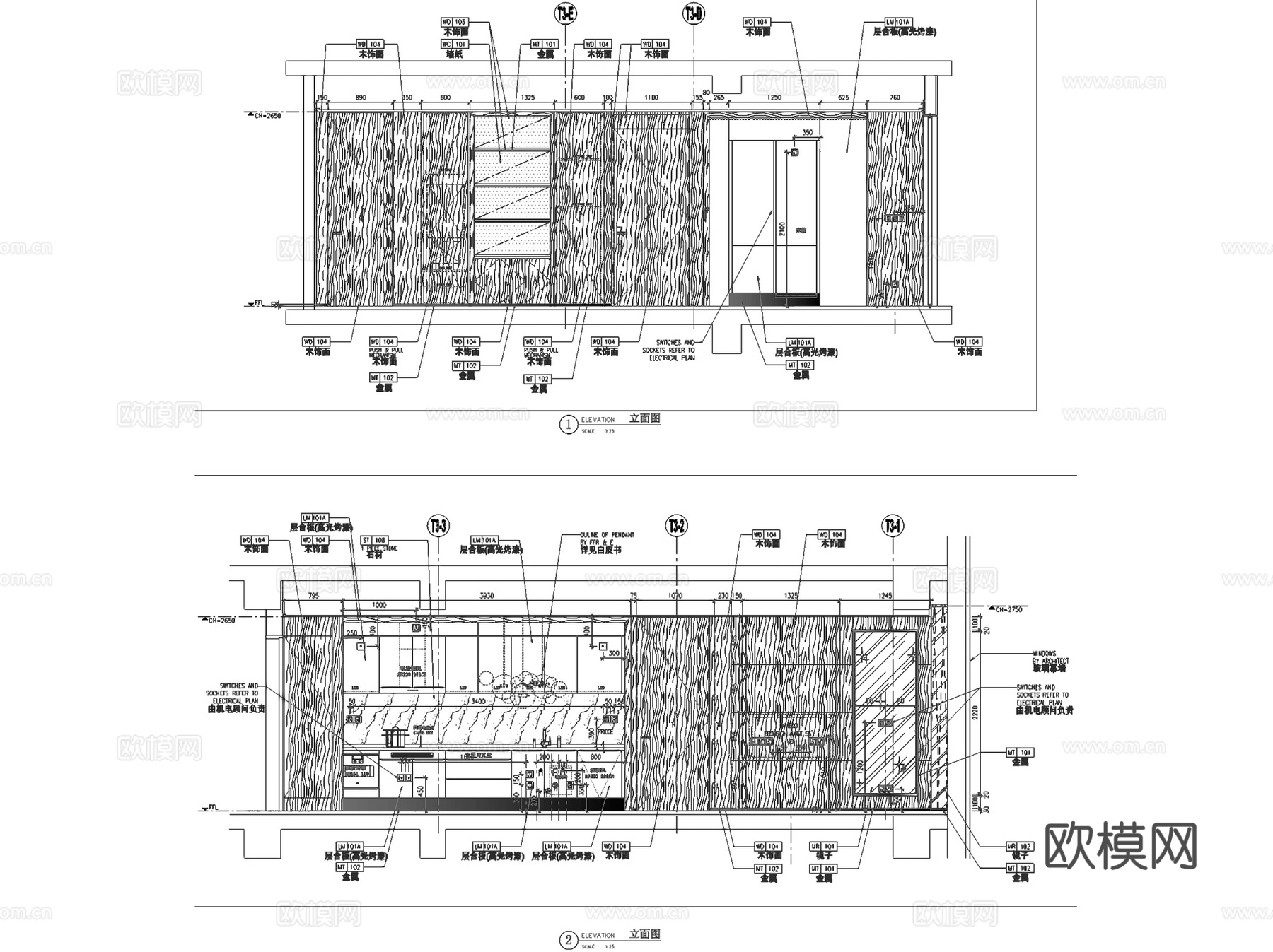 深圳华润城T3公寓西塔标准层样板间B房型室内家装CAD施工图cad施工图