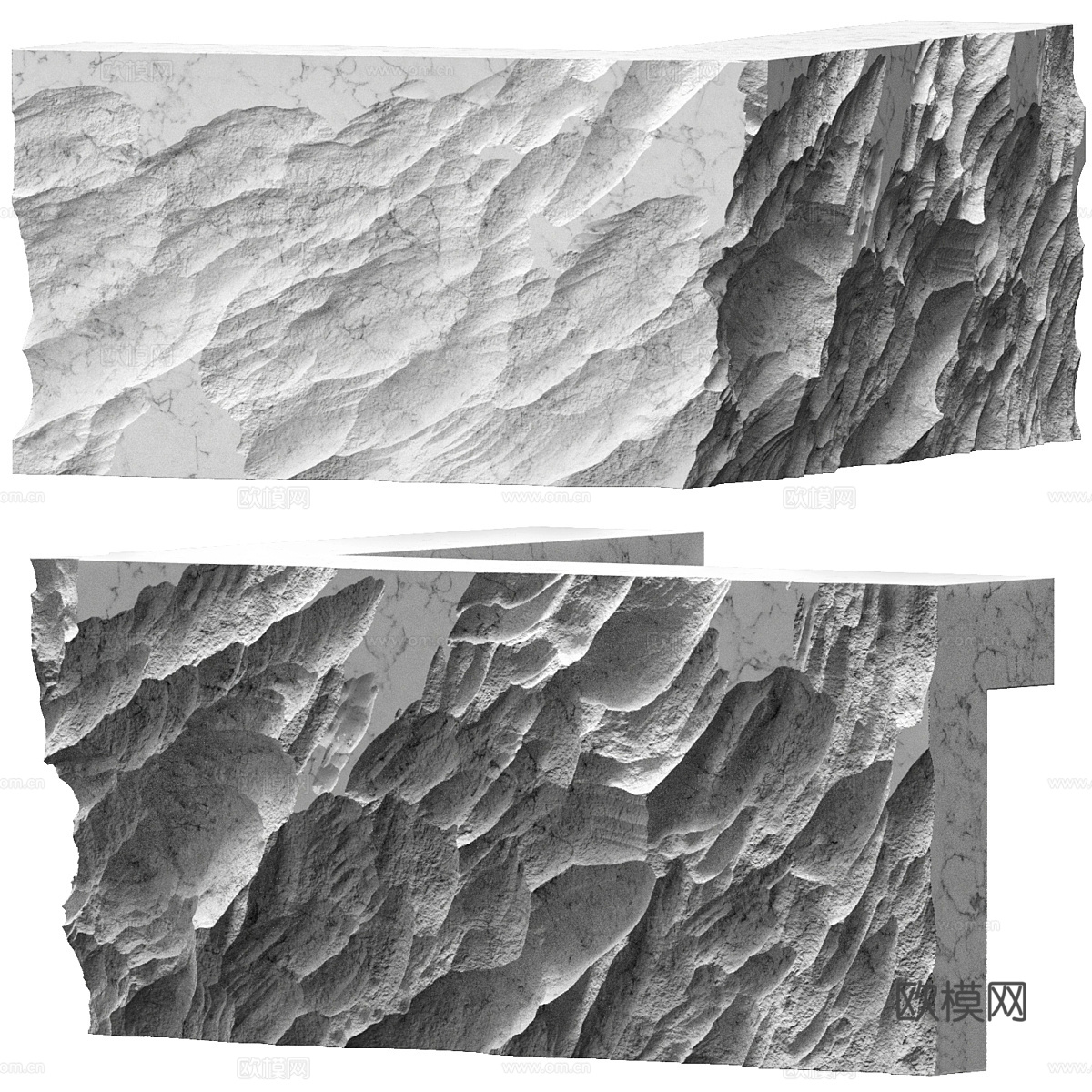 现代侘寂石头转角吧台3d模型下载（渲染图1）