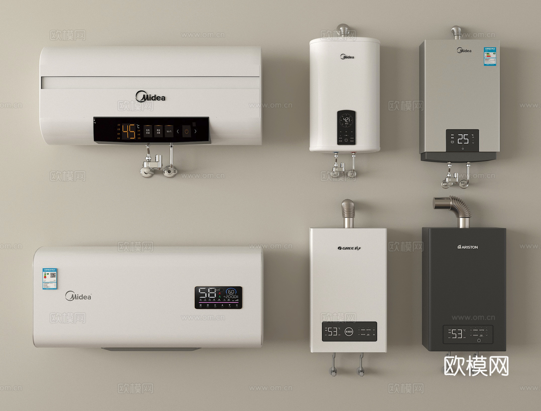 现代热水器 燃气热水器 电热水器su模型