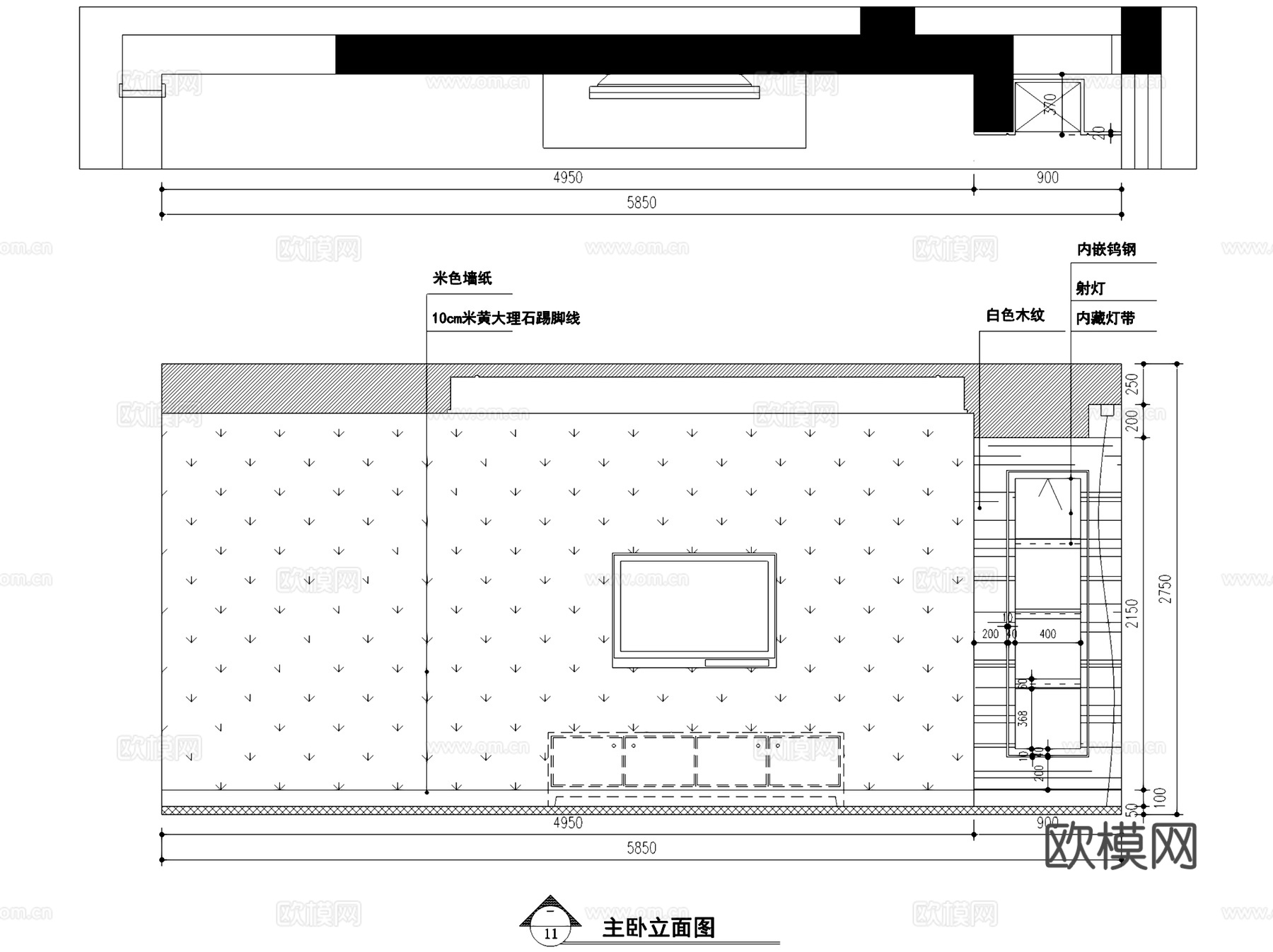 世贸1幢2902三室两厅两卫室内家装CAD施工图cad施工图