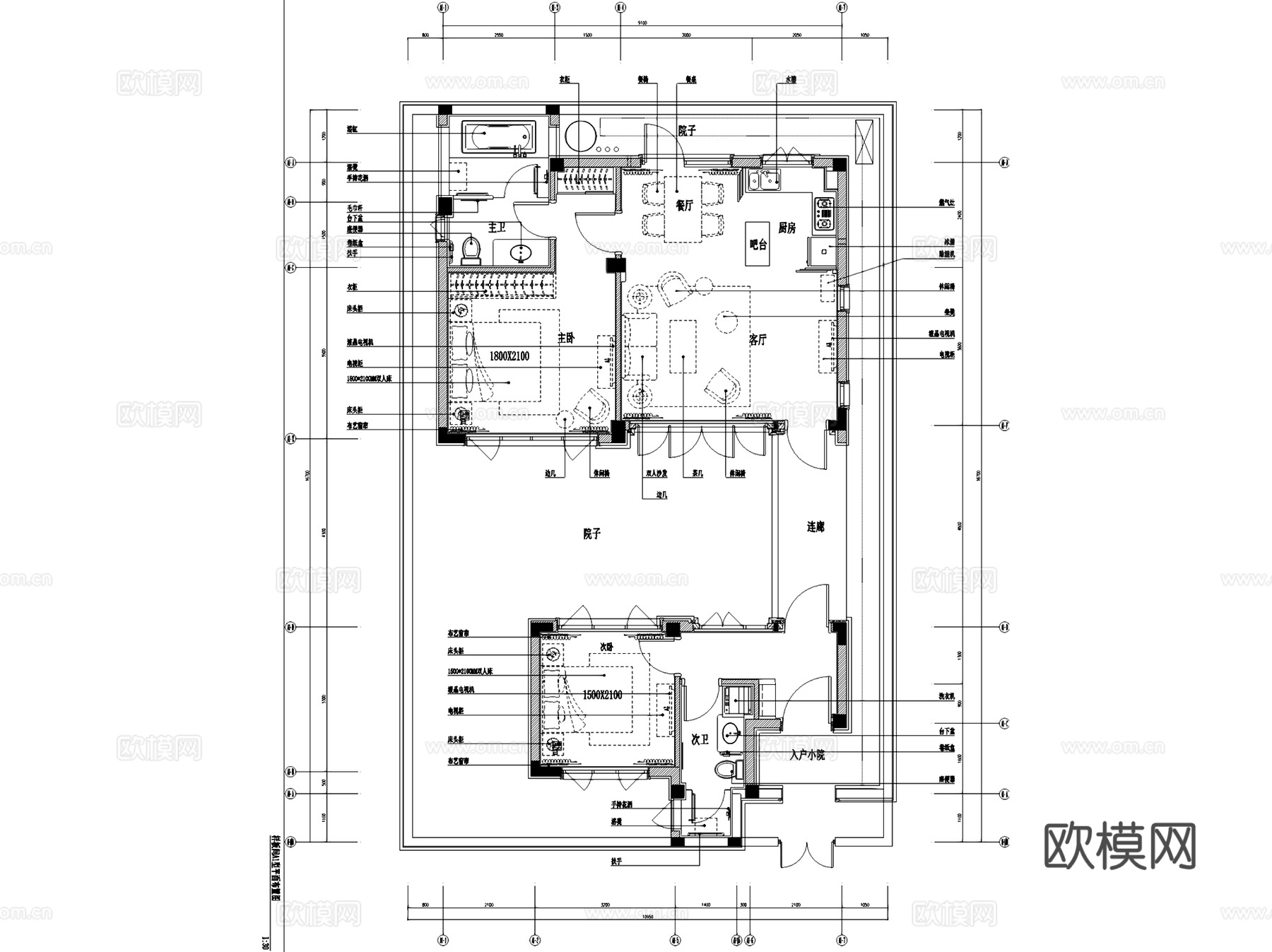 绿城桃李春风各户型样板间室内家装CAD施工图集 7套cad施工图
