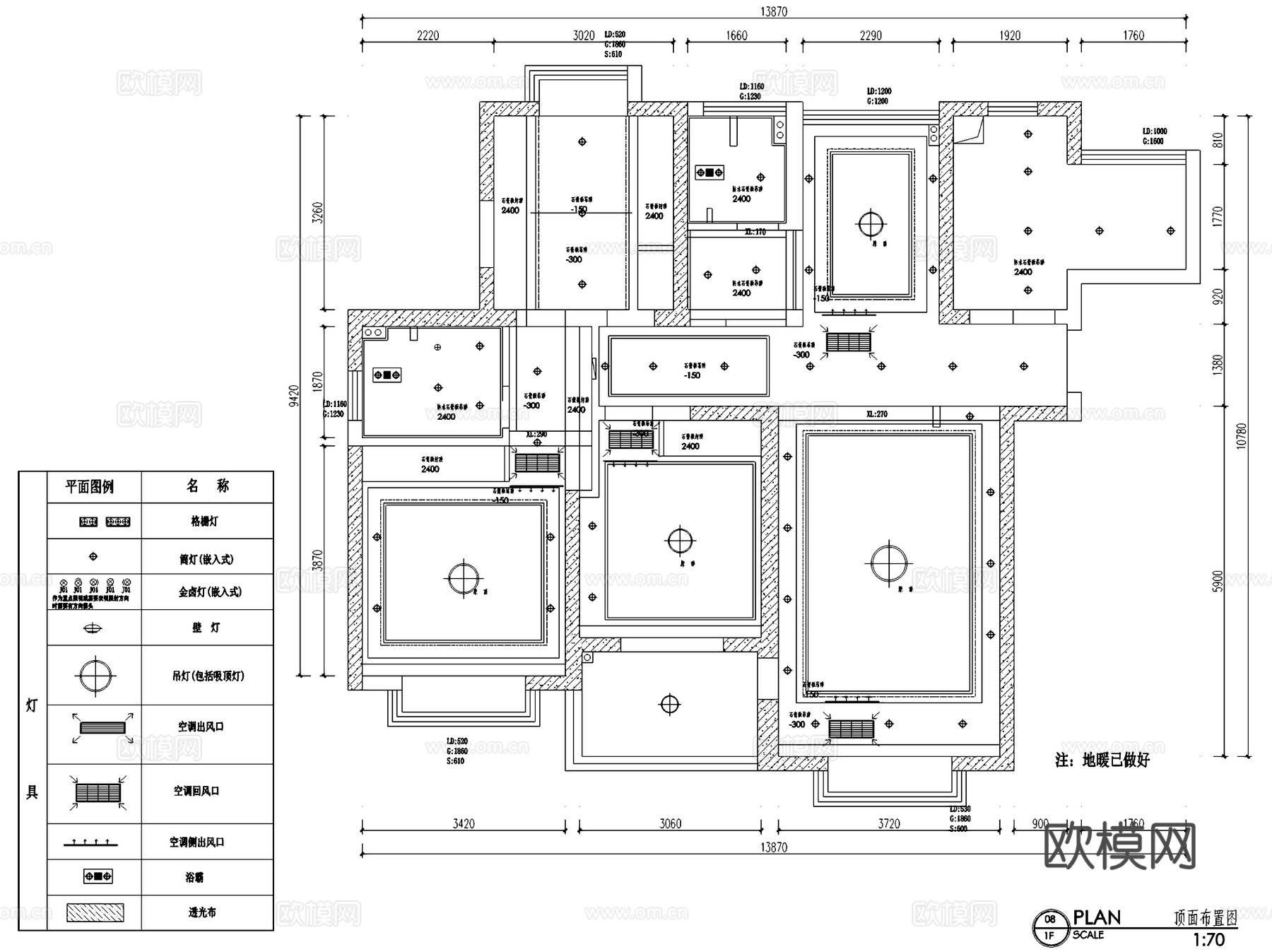 蝴蝶湾6#2304两室两厅两卫室内家装CAD施工图cad施工图