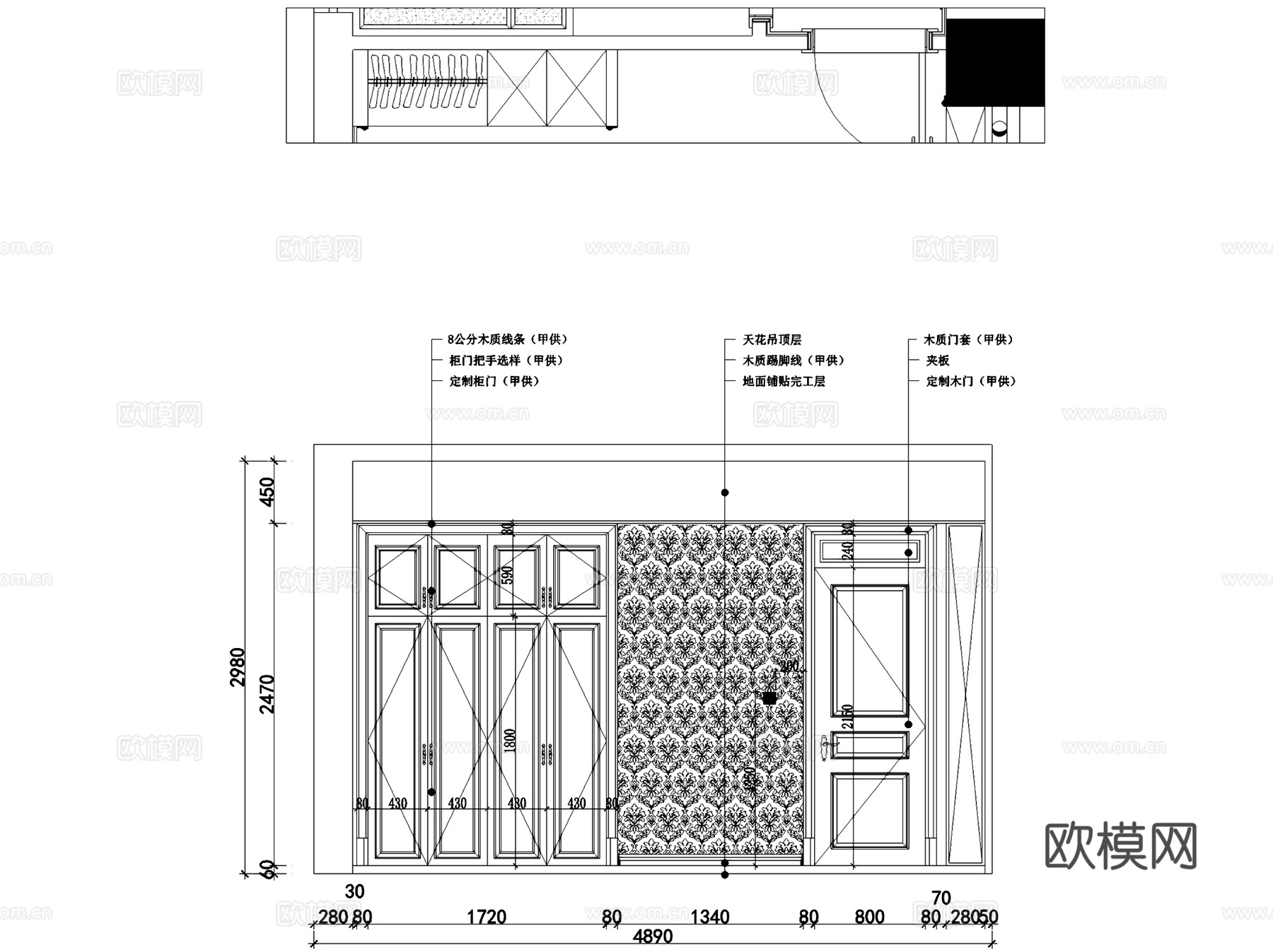 金色海岸9-1601美式四室两厅三卫室内家装CAD施工图cad施工图