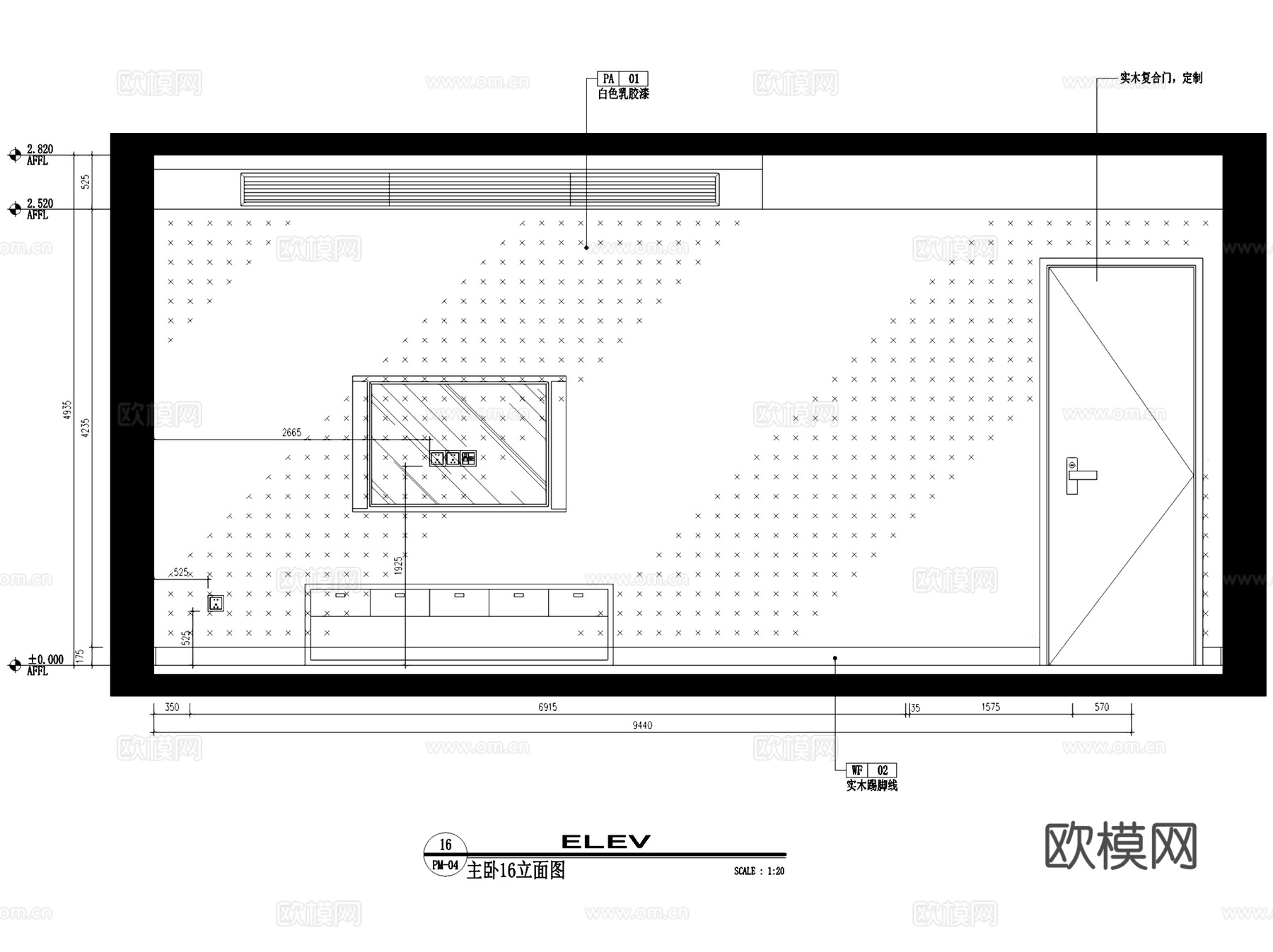 天虹国际3#2604三室两厅室内家装CAD施工图cad施工图