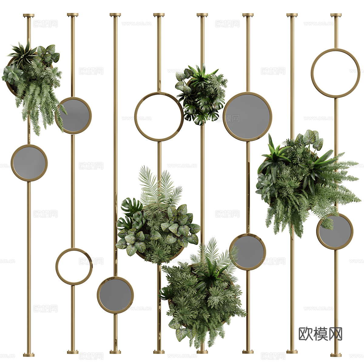 现代轻奢金属绿植装饰隔断3d模型下载（渲染图1）
