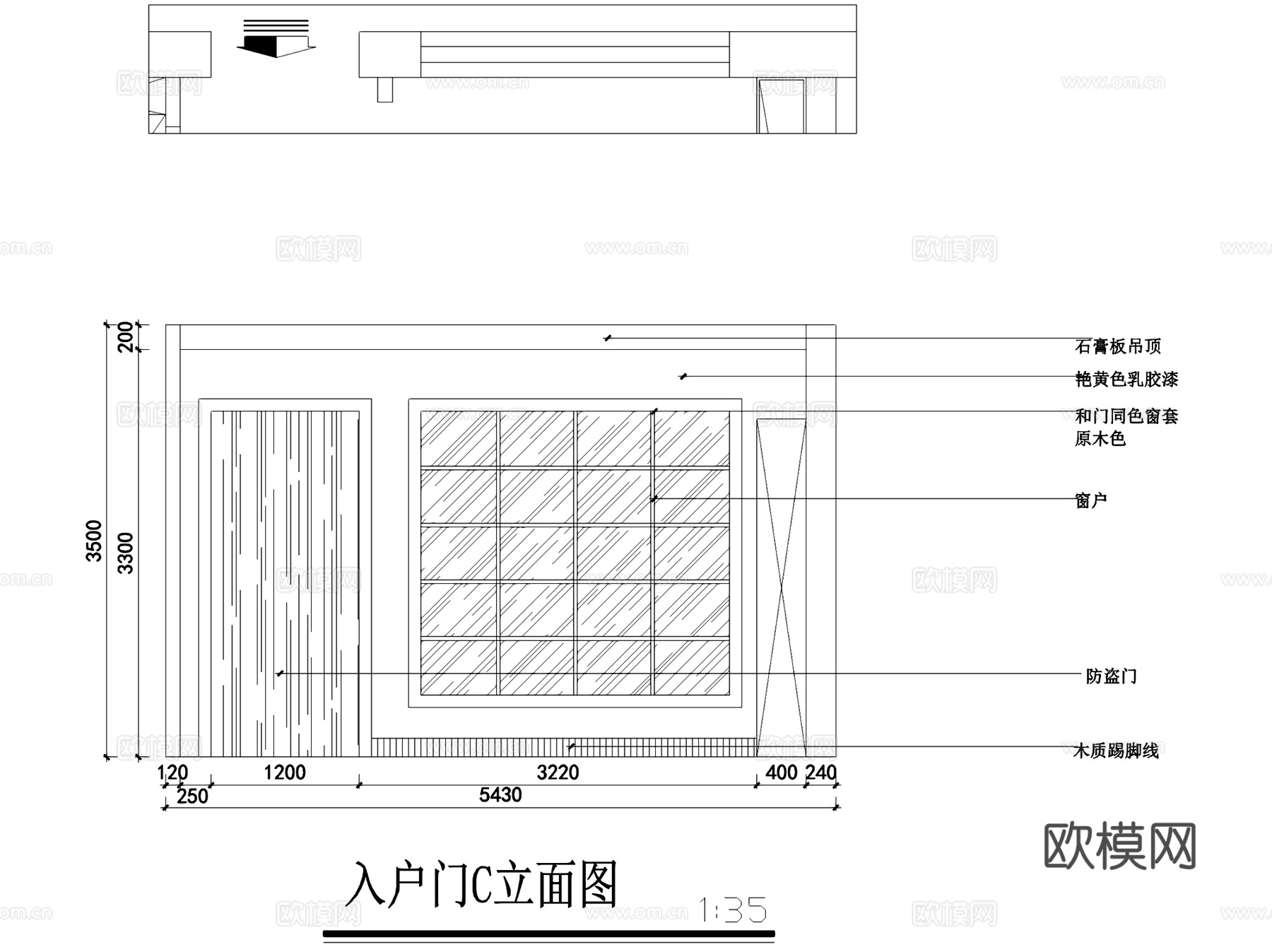 两室两厅两卫美式室内家装CAD施工图cad施工图