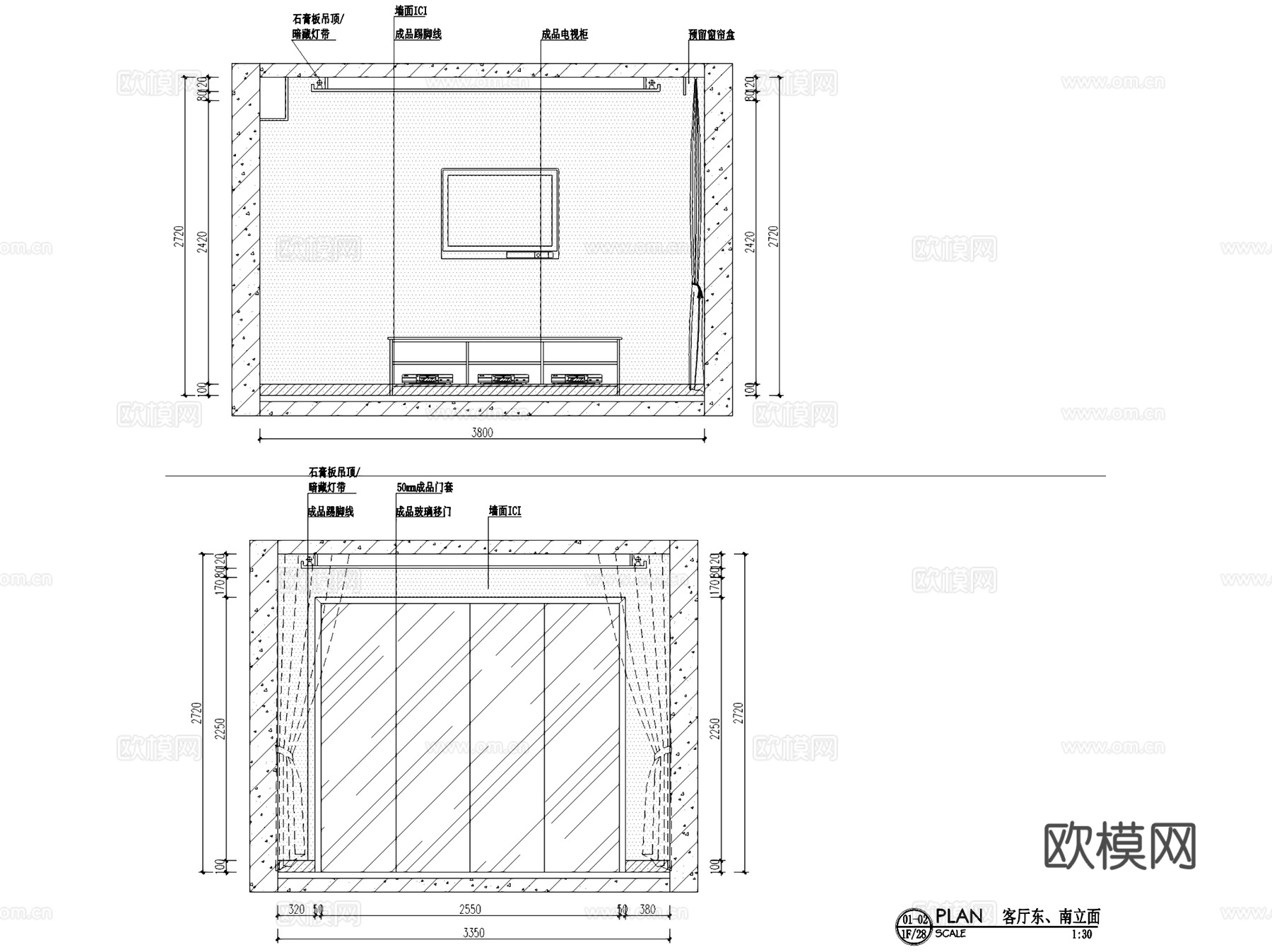 湖墅金典3#2605美式三室两厅室内家装CAD施工图cad施工图cad施工图