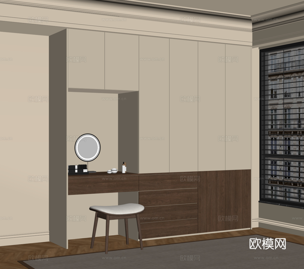 中古风衣柜 梳妆台su模型