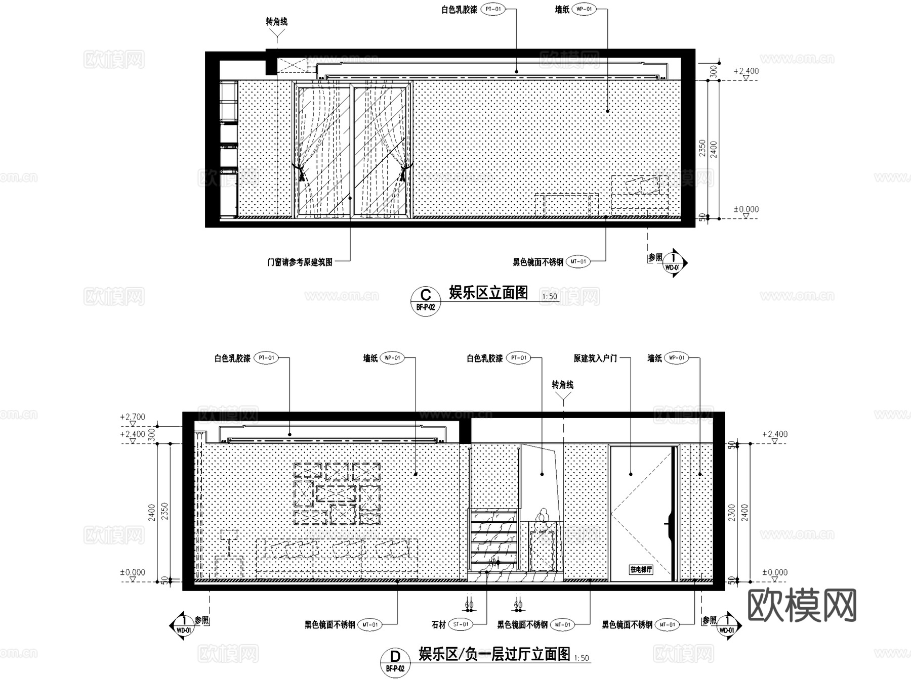 新力南昌铂园二层别墅室内家装CAD施工图整套cad施工图