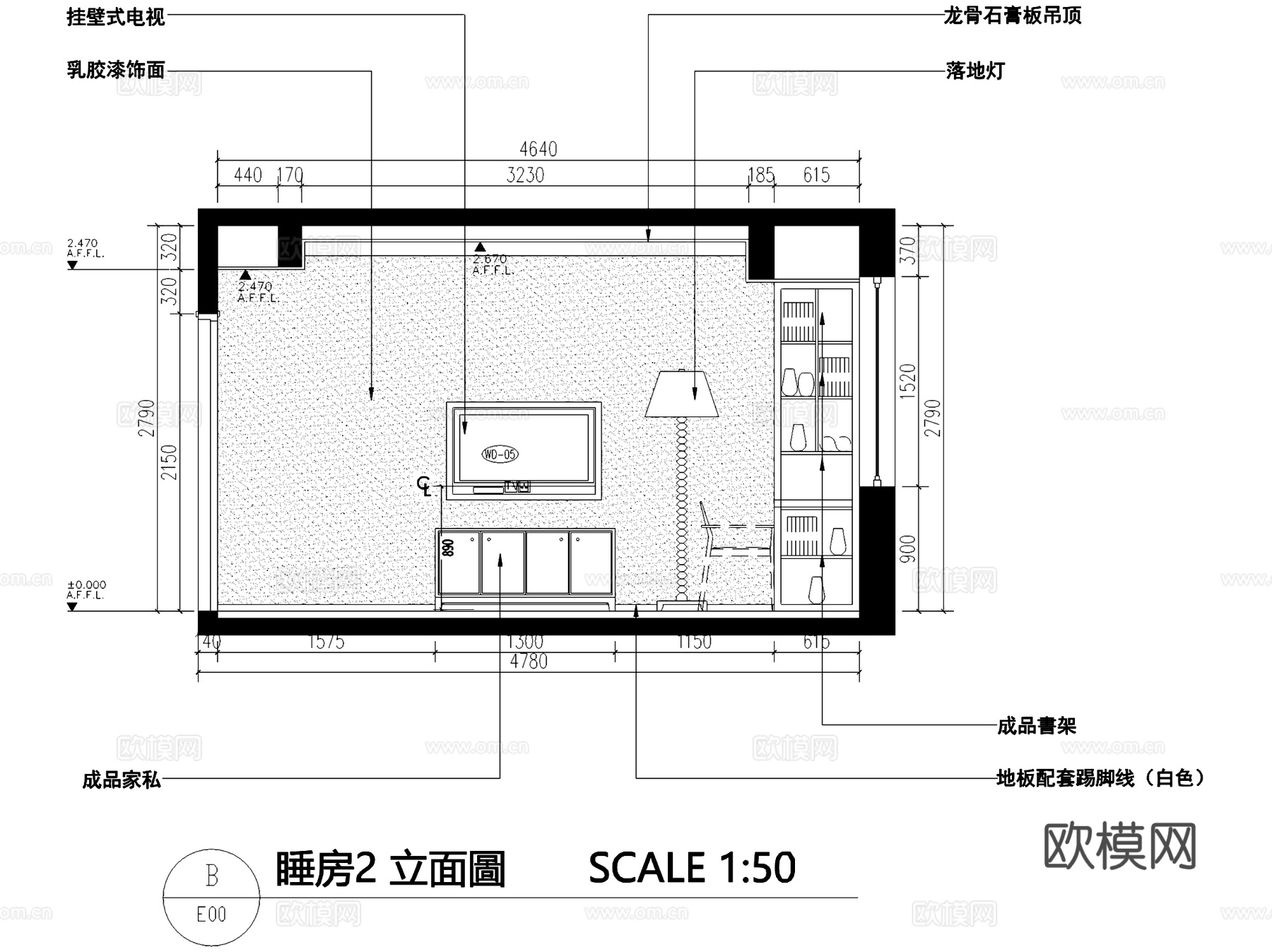 厦门北欧风三室两厅两卫私宅室内家装CAD施工图cad施工图