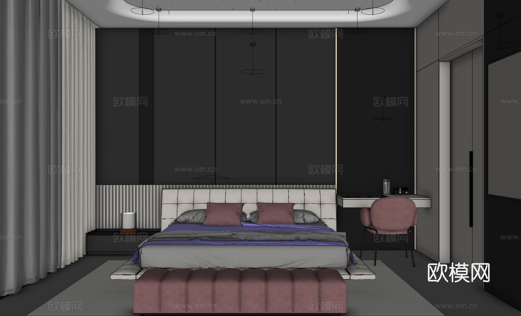 现代风格全屋 星空顶 酒店套房su模型