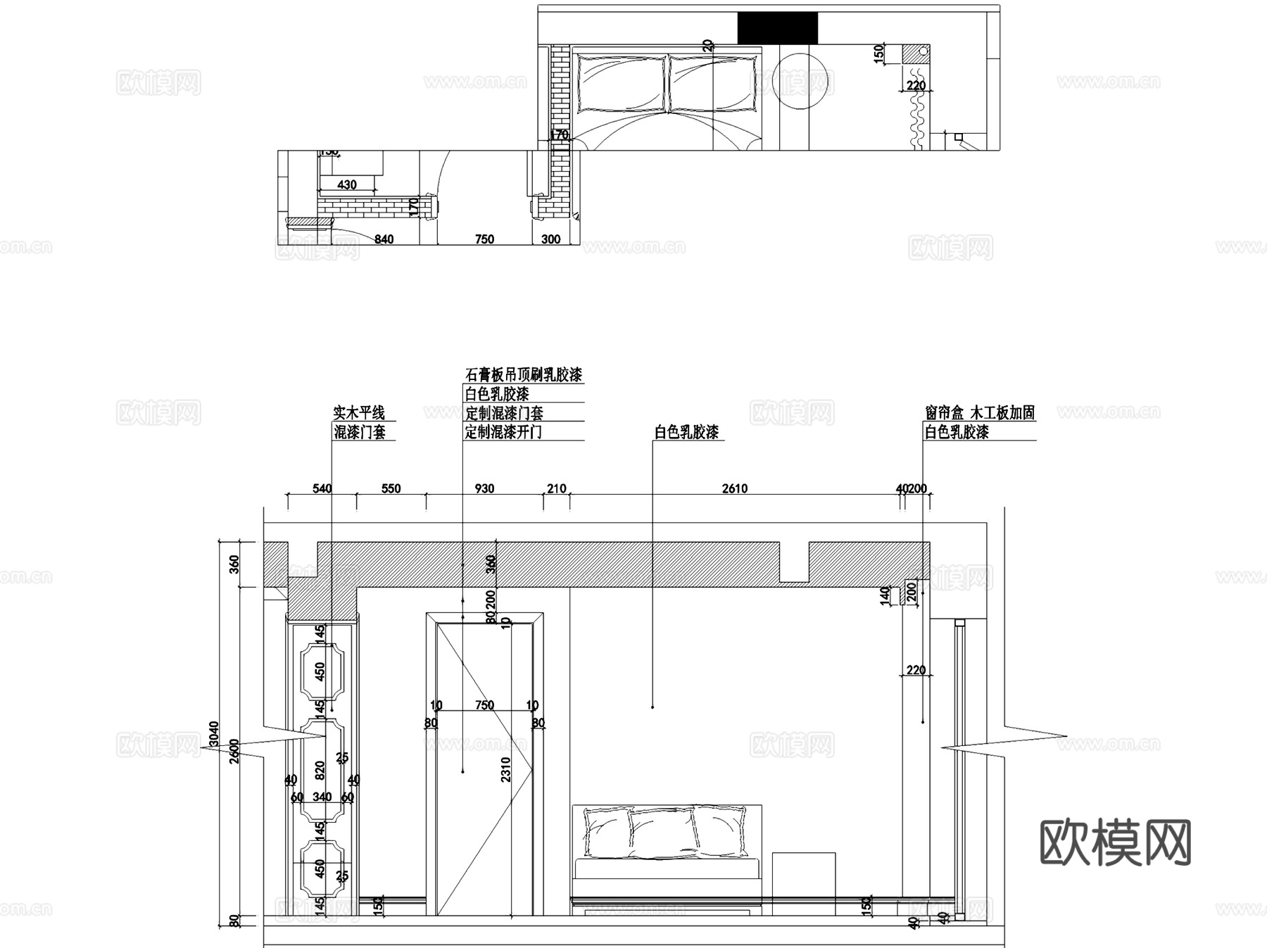 侠湾欧式简约三层别墅室内家装CAD施工图整套+3Dmax模型cad施工图