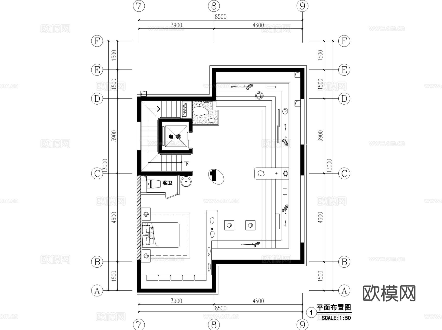 燕西华府联排二层别墅63#室内家装CAD施工图+3Dmaxcad施工图