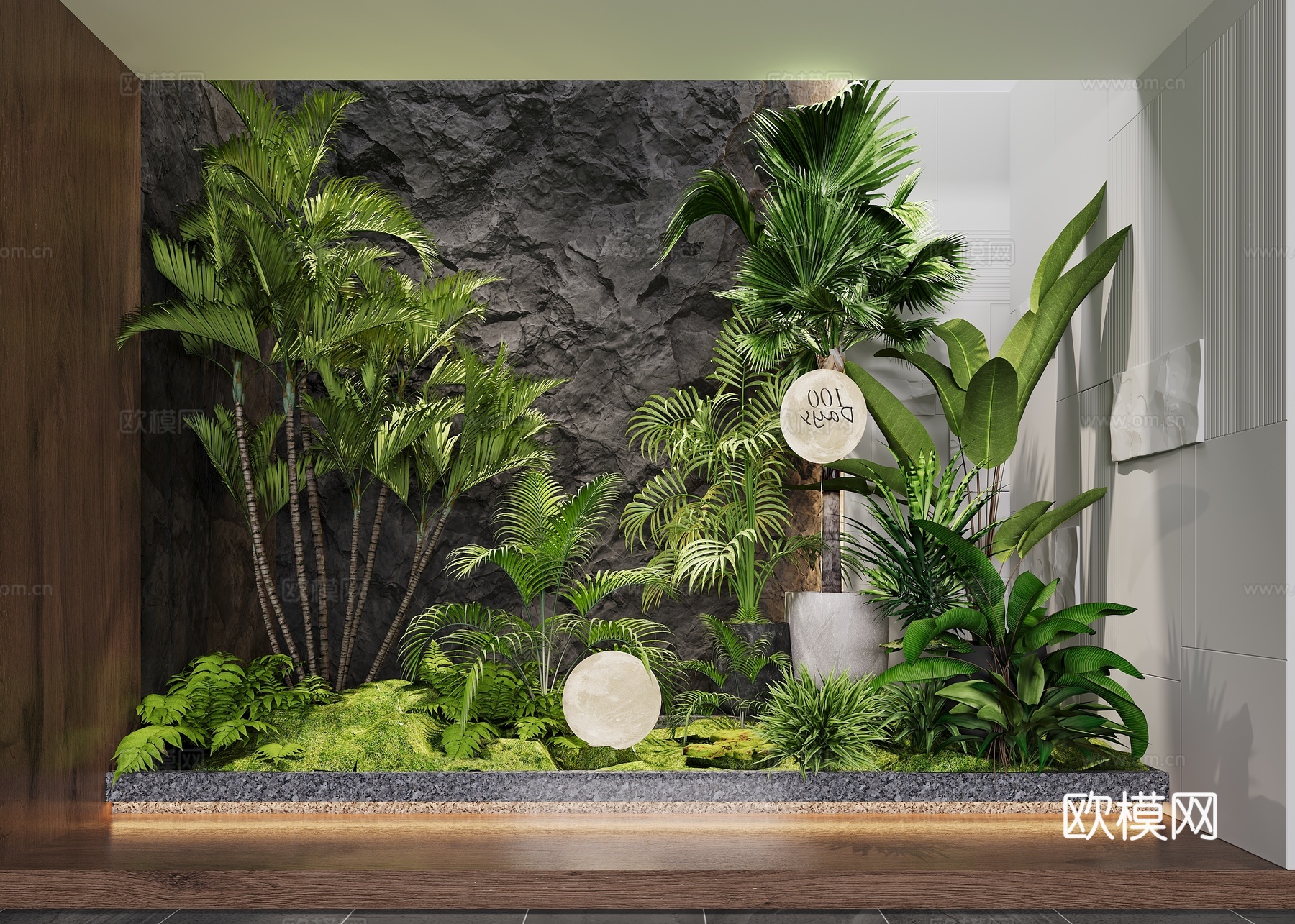 现代绿植端景组合3d模型下载