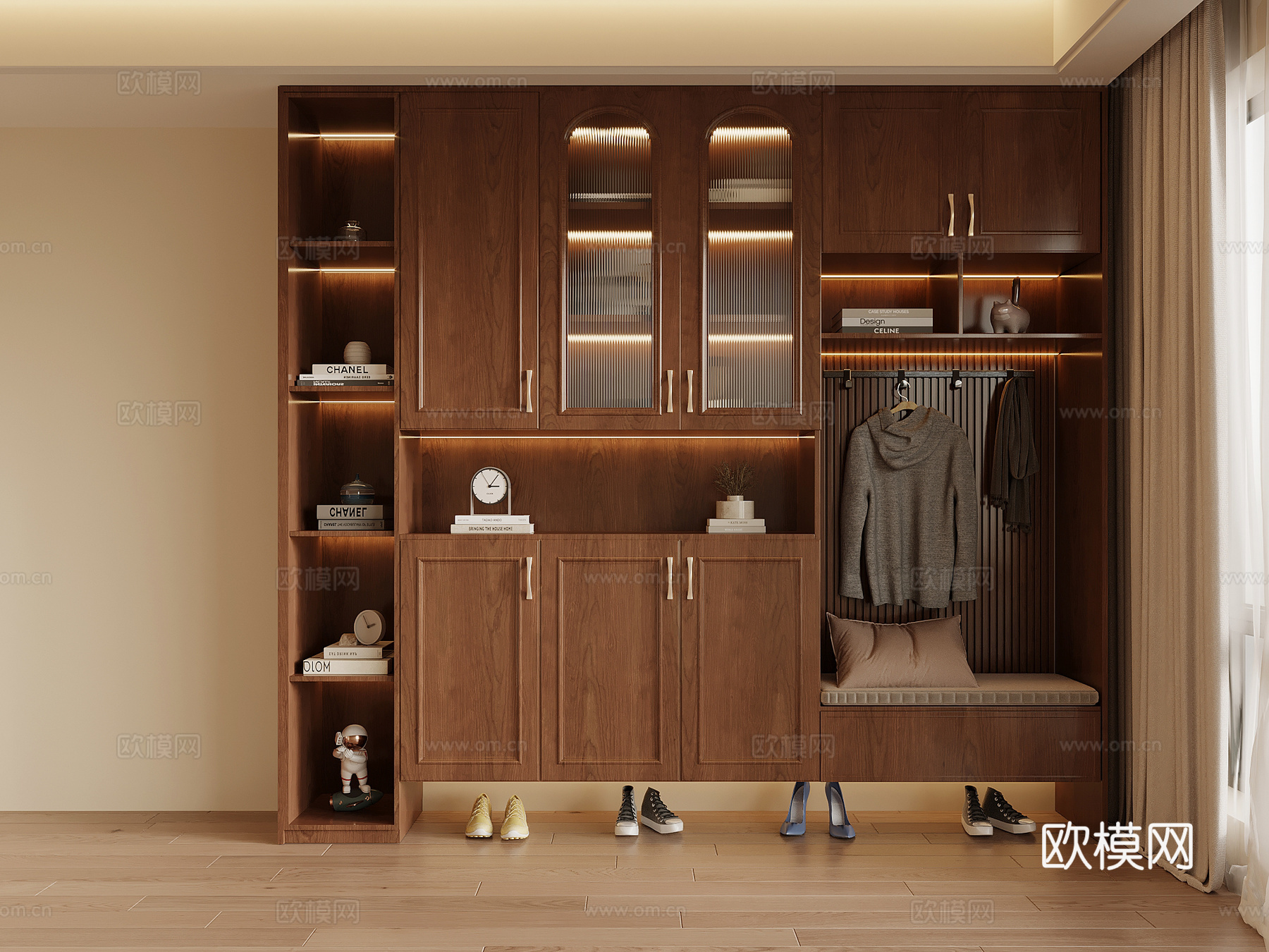 中古风鞋柜su模型