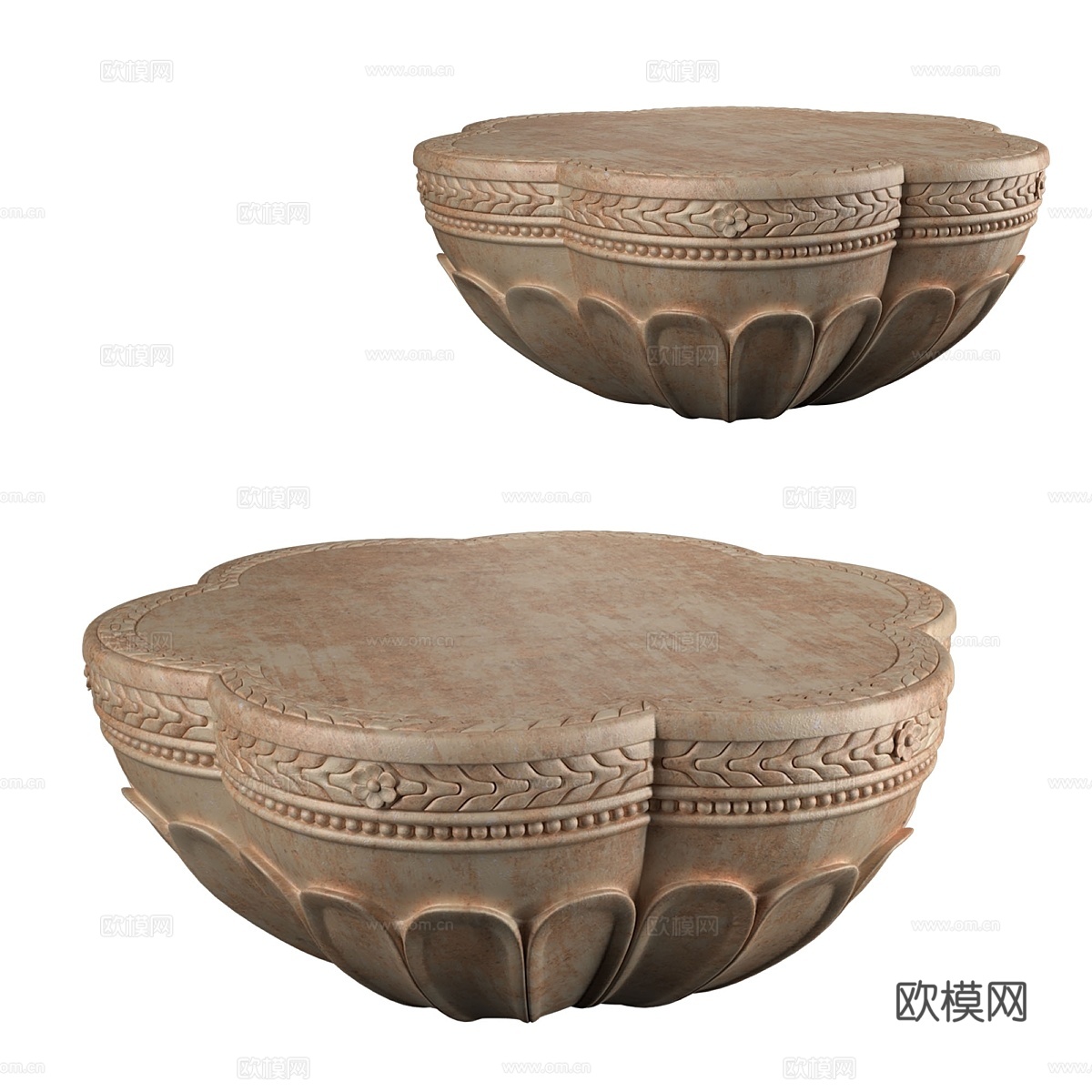 手工雕刻西西莉咖啡桌3d模型下载