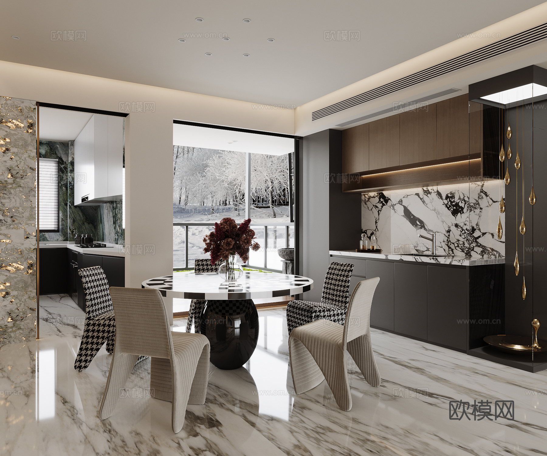 现代餐厅su模型