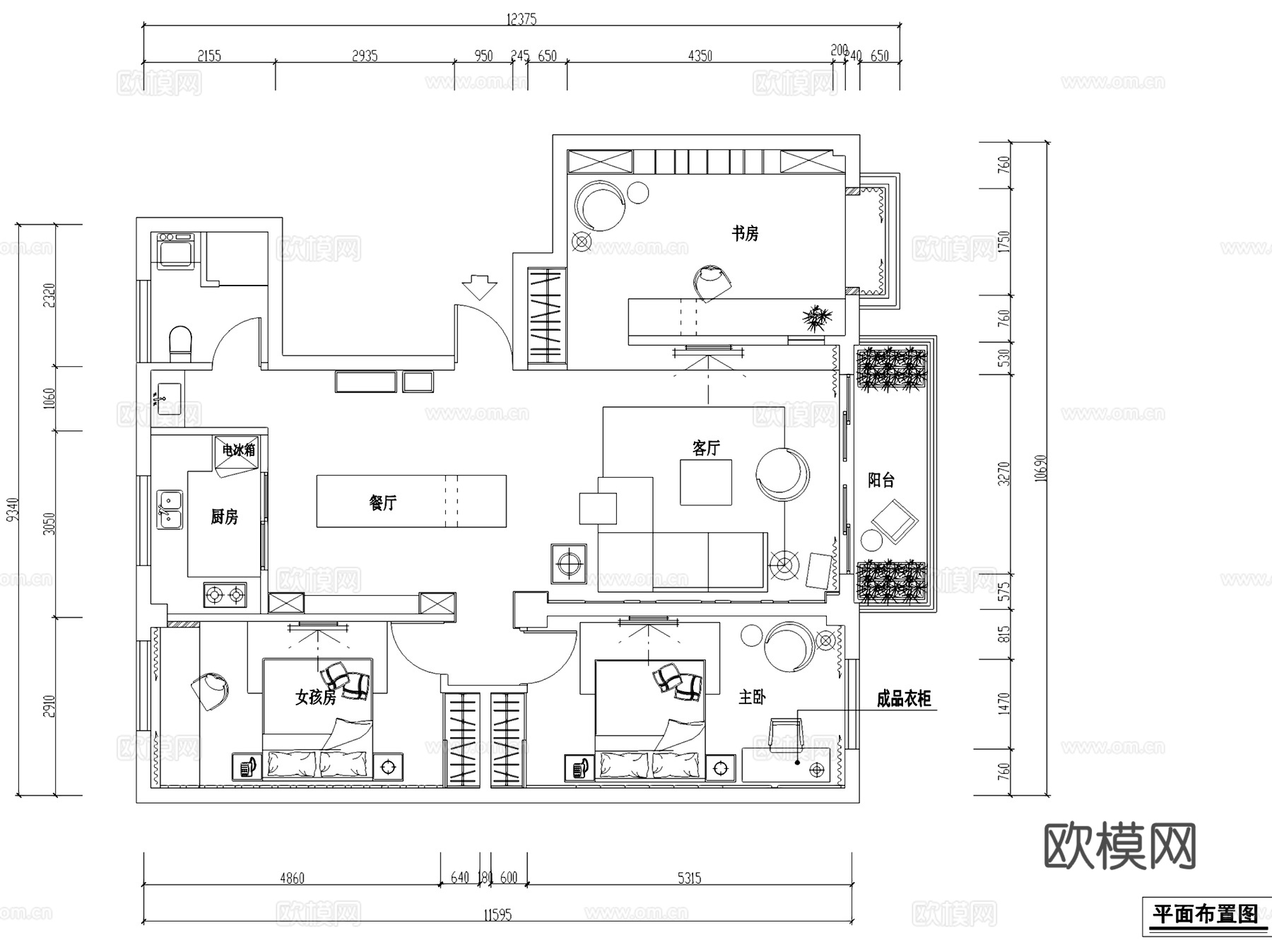 新疆私宅三室两厅一卫室内家装CAD施工图整套+3Dmax模型cad施工图