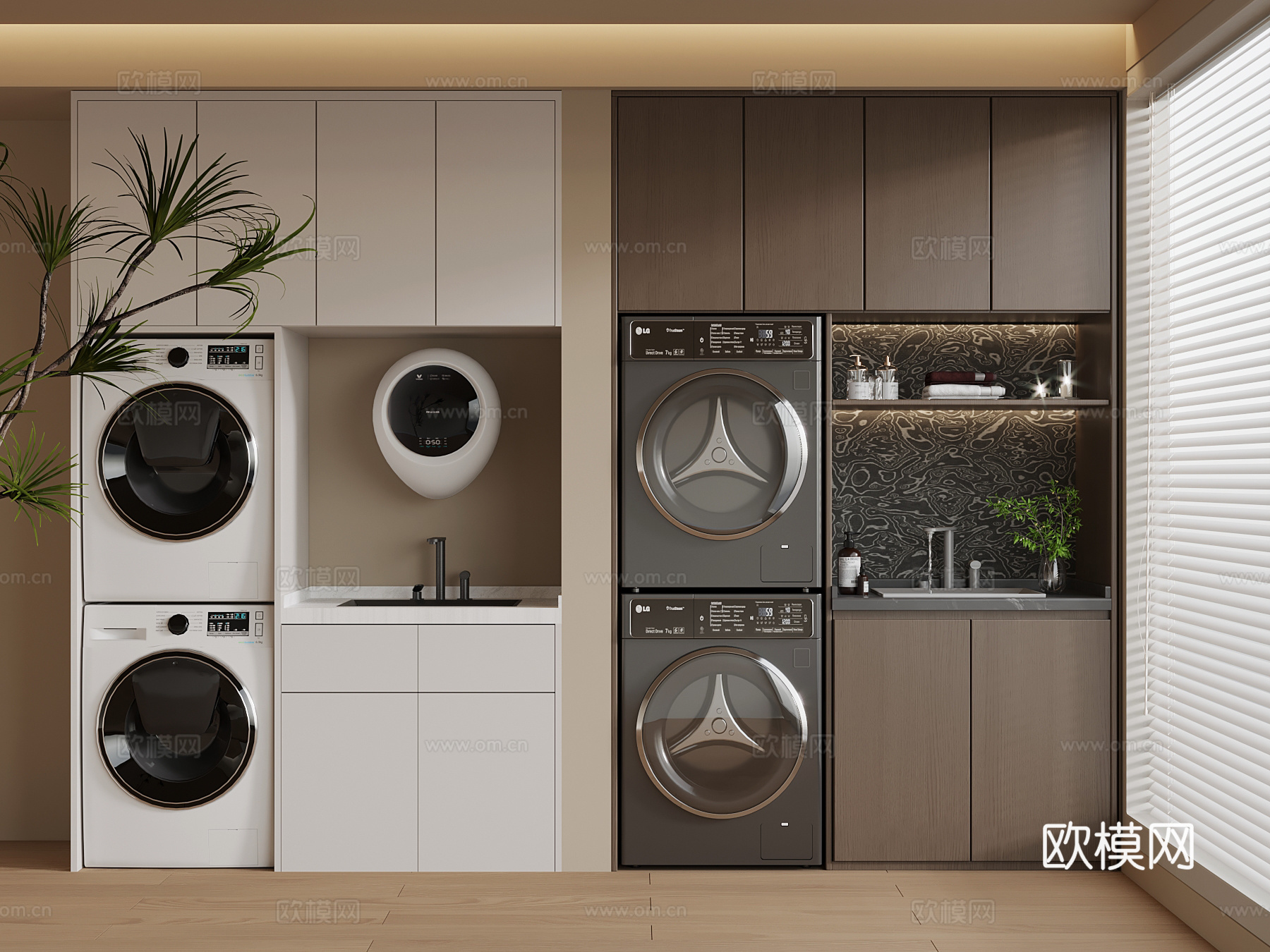 现代阳台柜 洗衣机 洗衣机柜3d模型下载