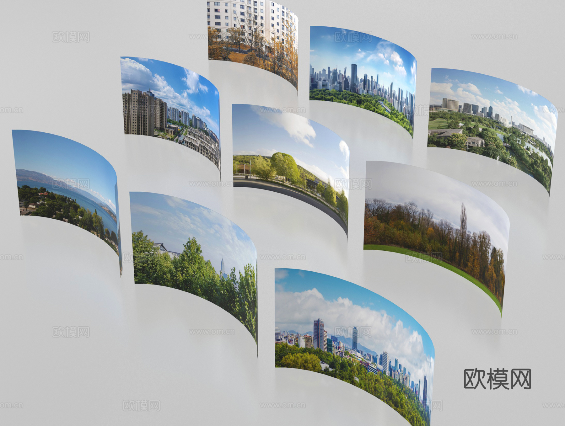 现代背景 环绕背景 城市背景 森林背景 外景贴图su模型