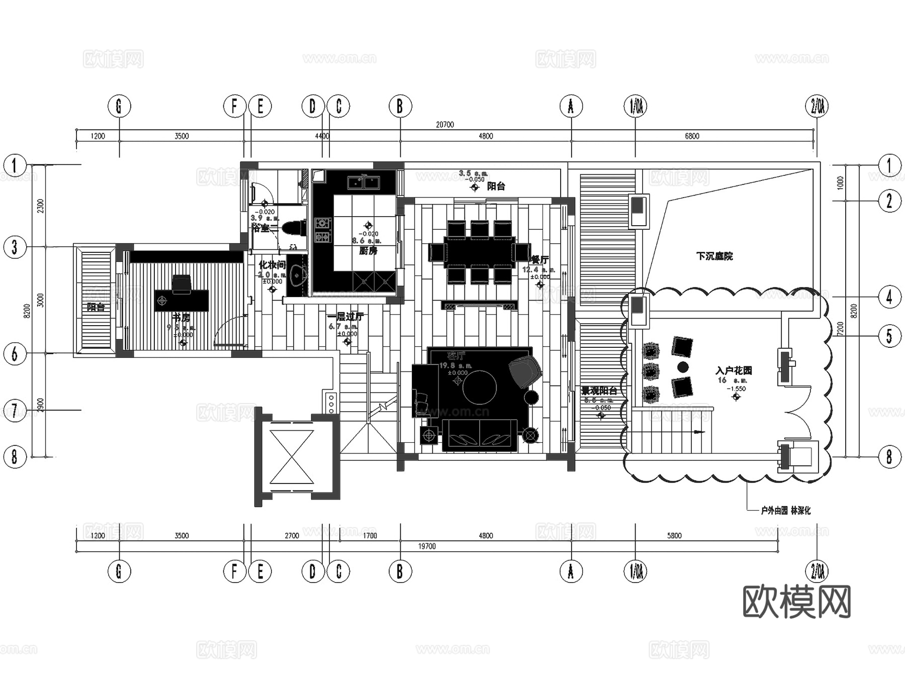 新力南昌铂园二层别墅室内家装CAD施工图整套cad施工图