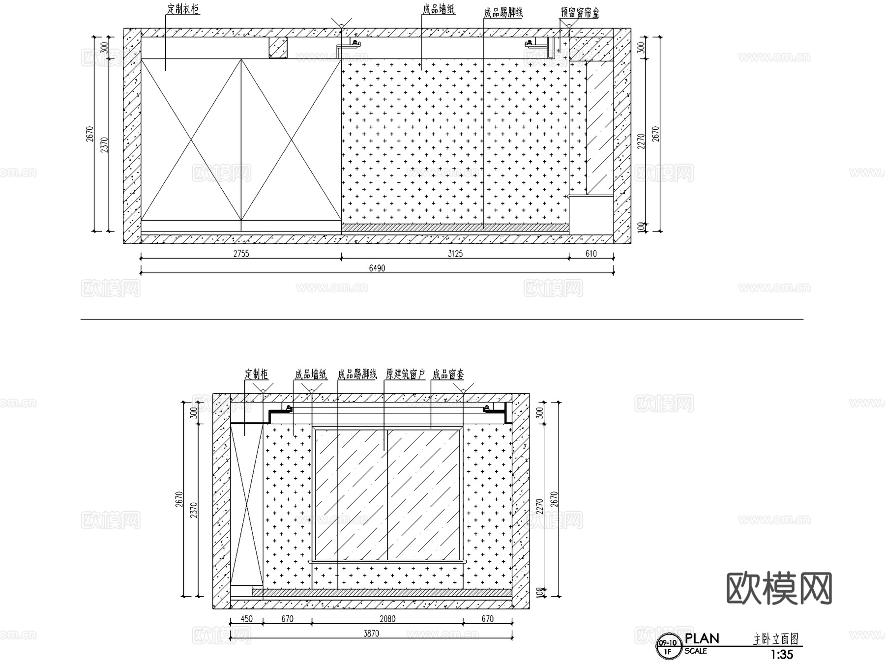 蝴蝶湾6#2304两室两厅两卫室内家装CAD施工图cad施工图