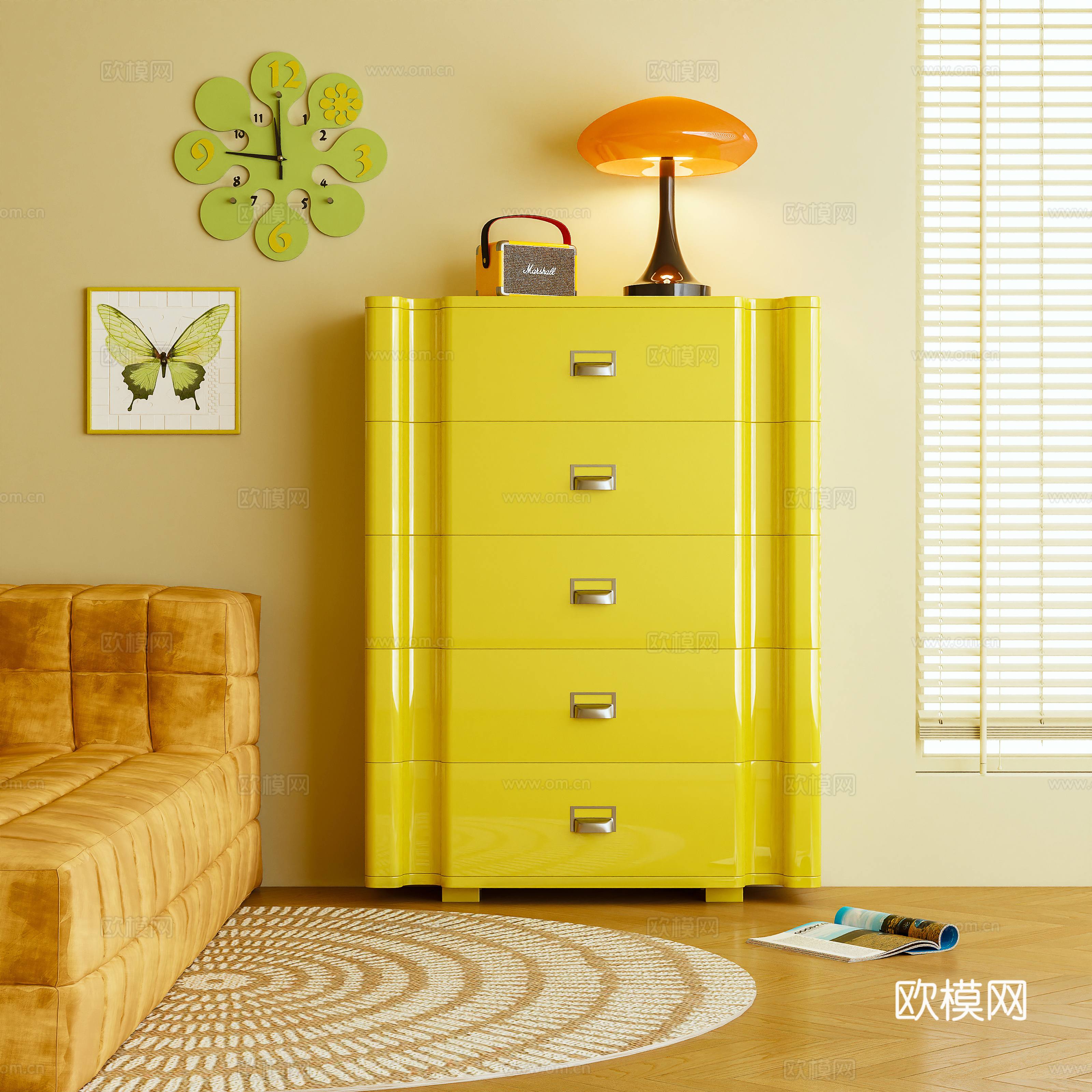 斗柜 边柜 玄关柜 茶水柜 多巴胺3d模型下载