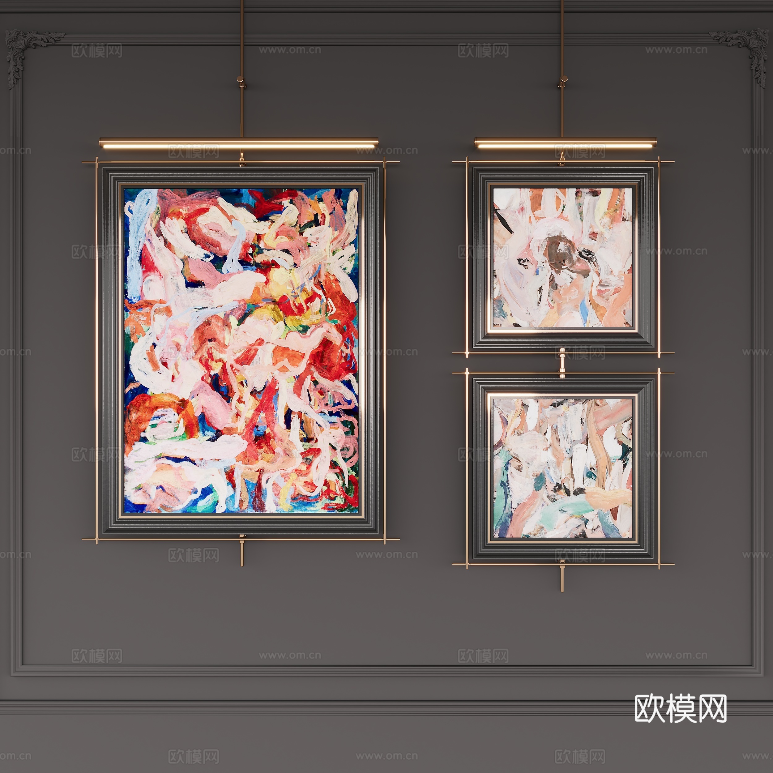现代挂画组合3d模型下载