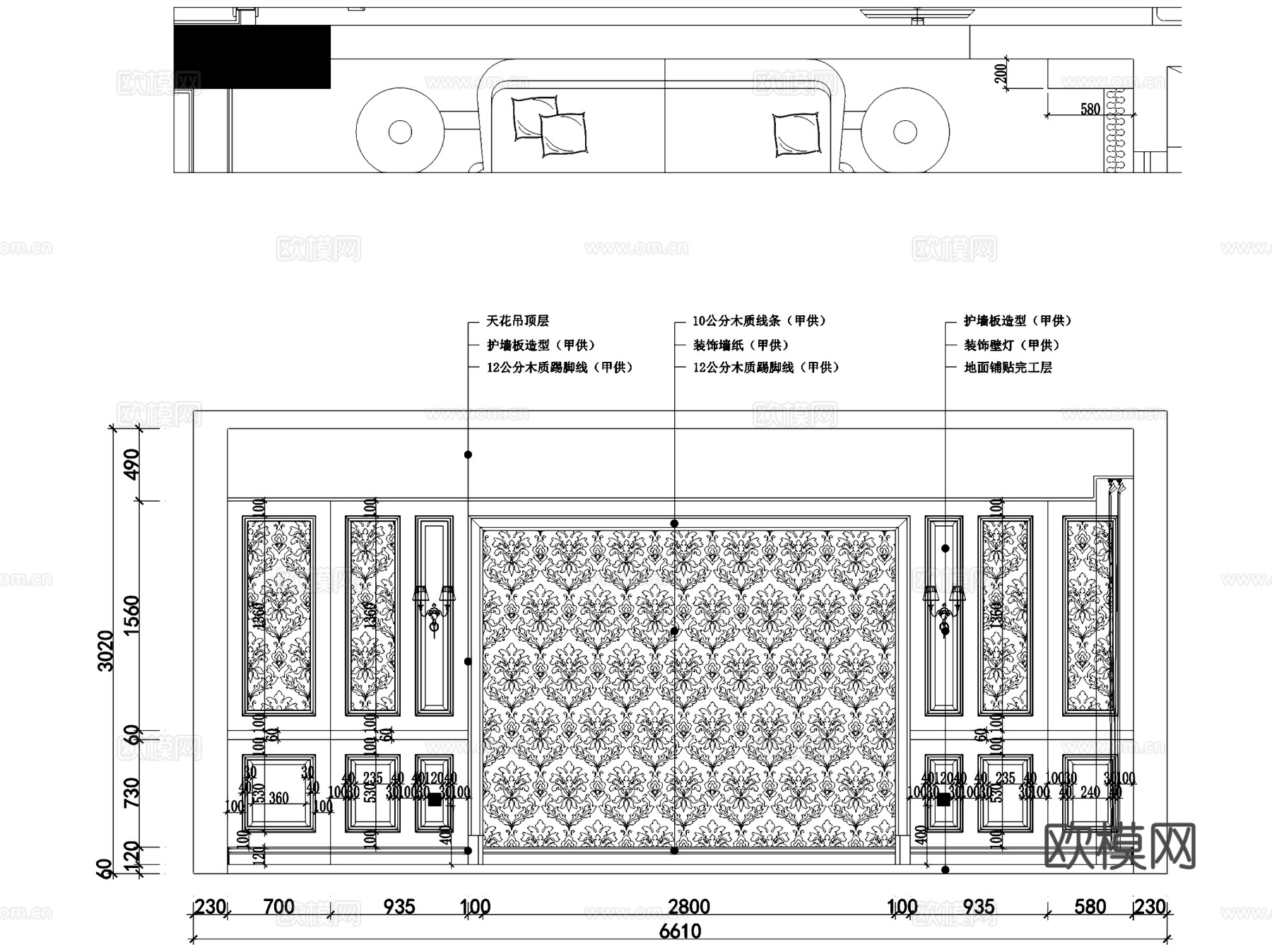 金色海岸9-1601美式四室两厅三卫室内家装CAD施工图cad施工图