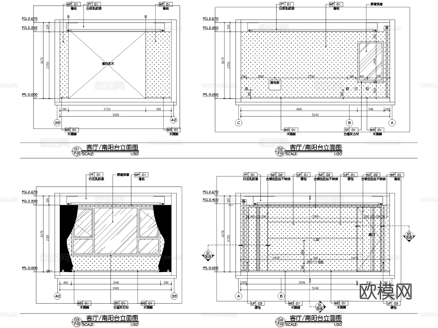 济南银盛泰·瑞公馆130户型三室两厅两卫室内家装CAD施工图cad施工图