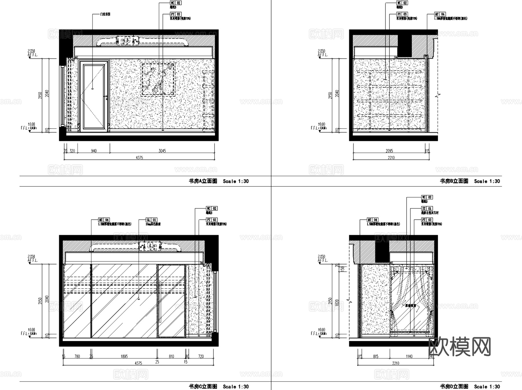 上海东樱C-2户型样板房室内家装CAD施工图cad施工图