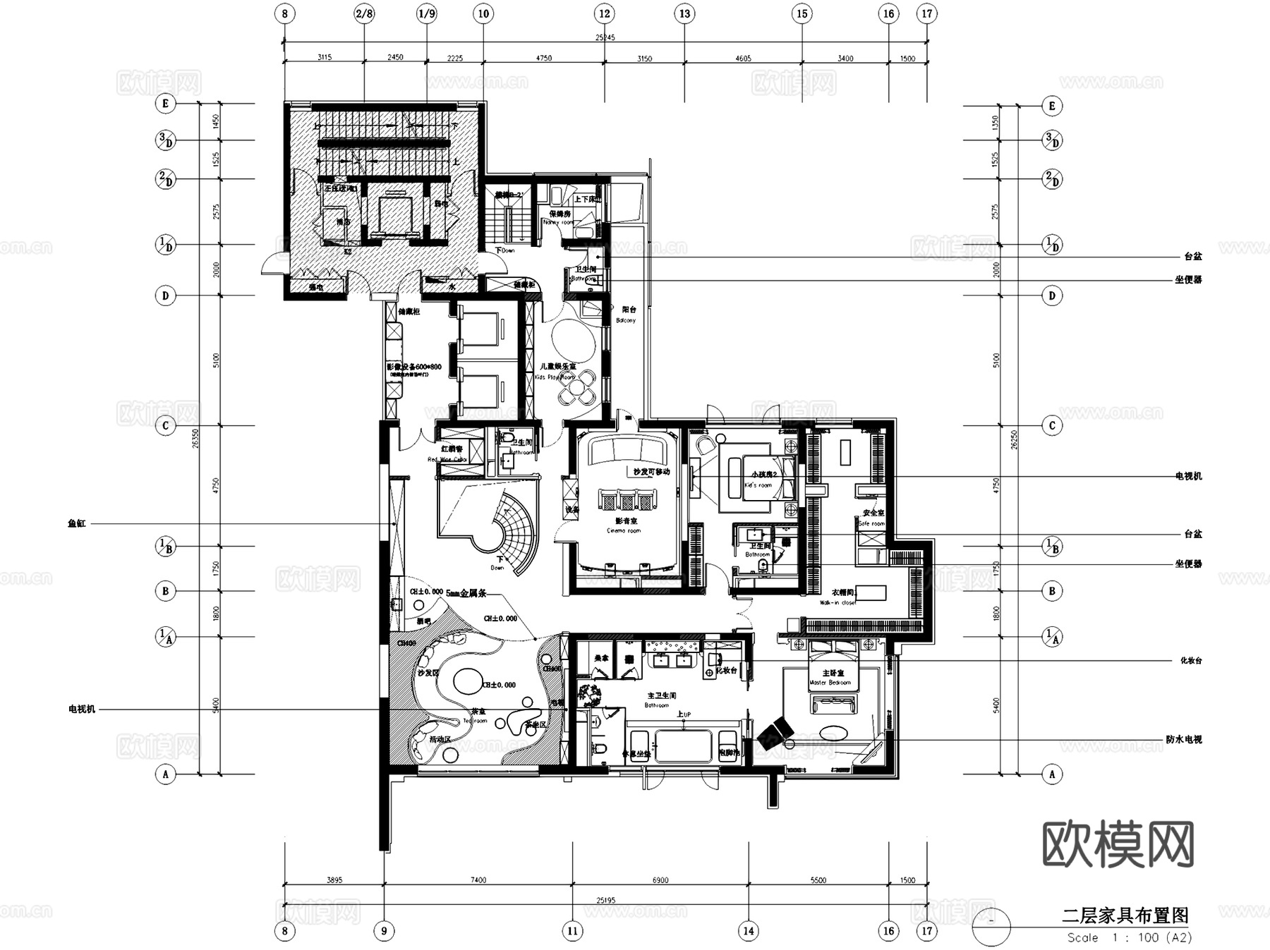 汤臣一品新中式复式跃层私宅室内家装CAD施工图整套cad施工图