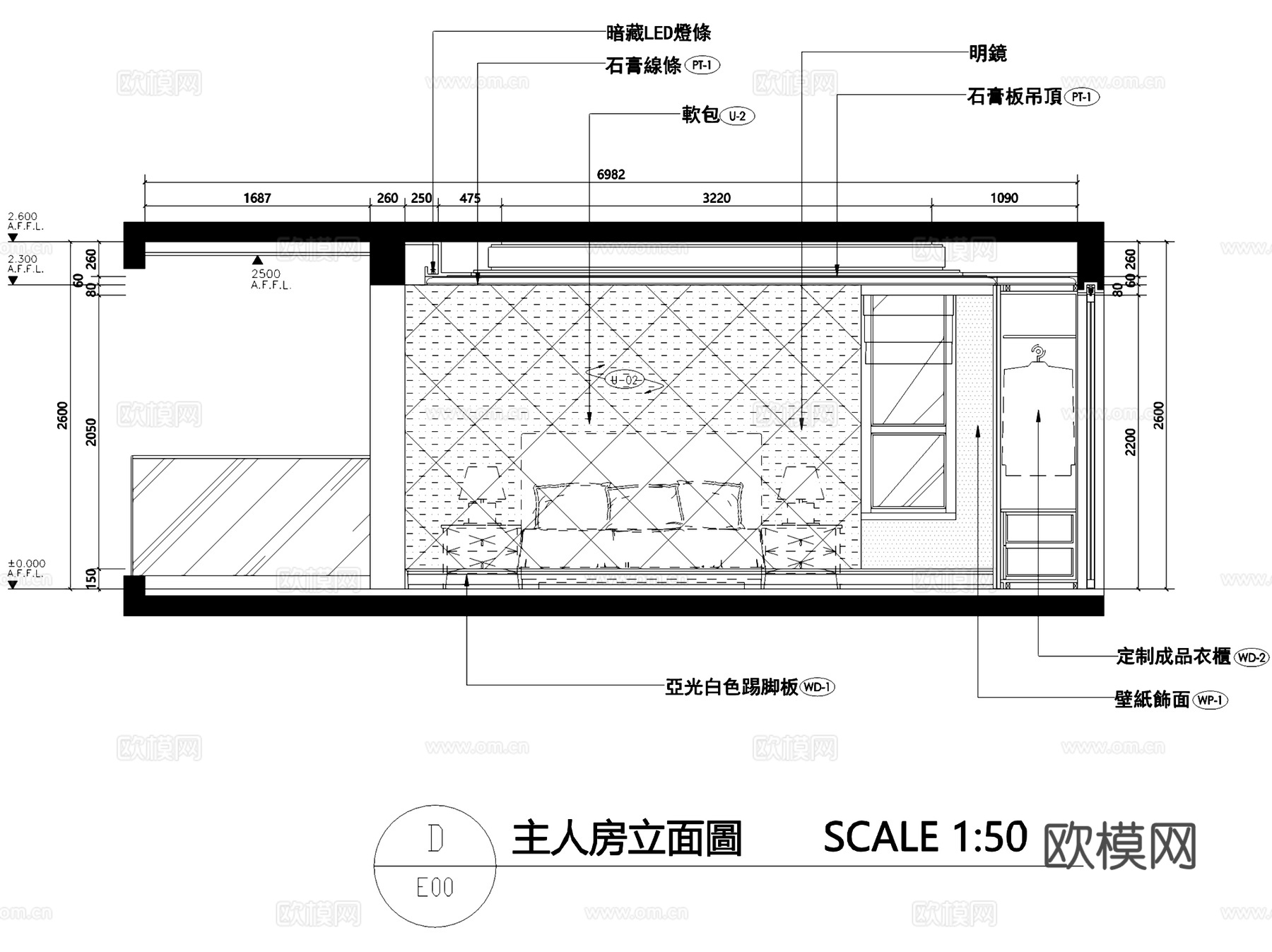 上海欧式四室两厅三卫私宅室内家装CAD施工图cad施工图