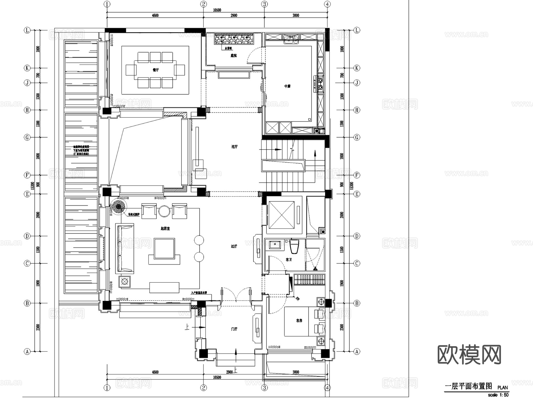 重庆金科九曲河独院端户样板房三层别墅室内家装CAD施工图整套cad施工图