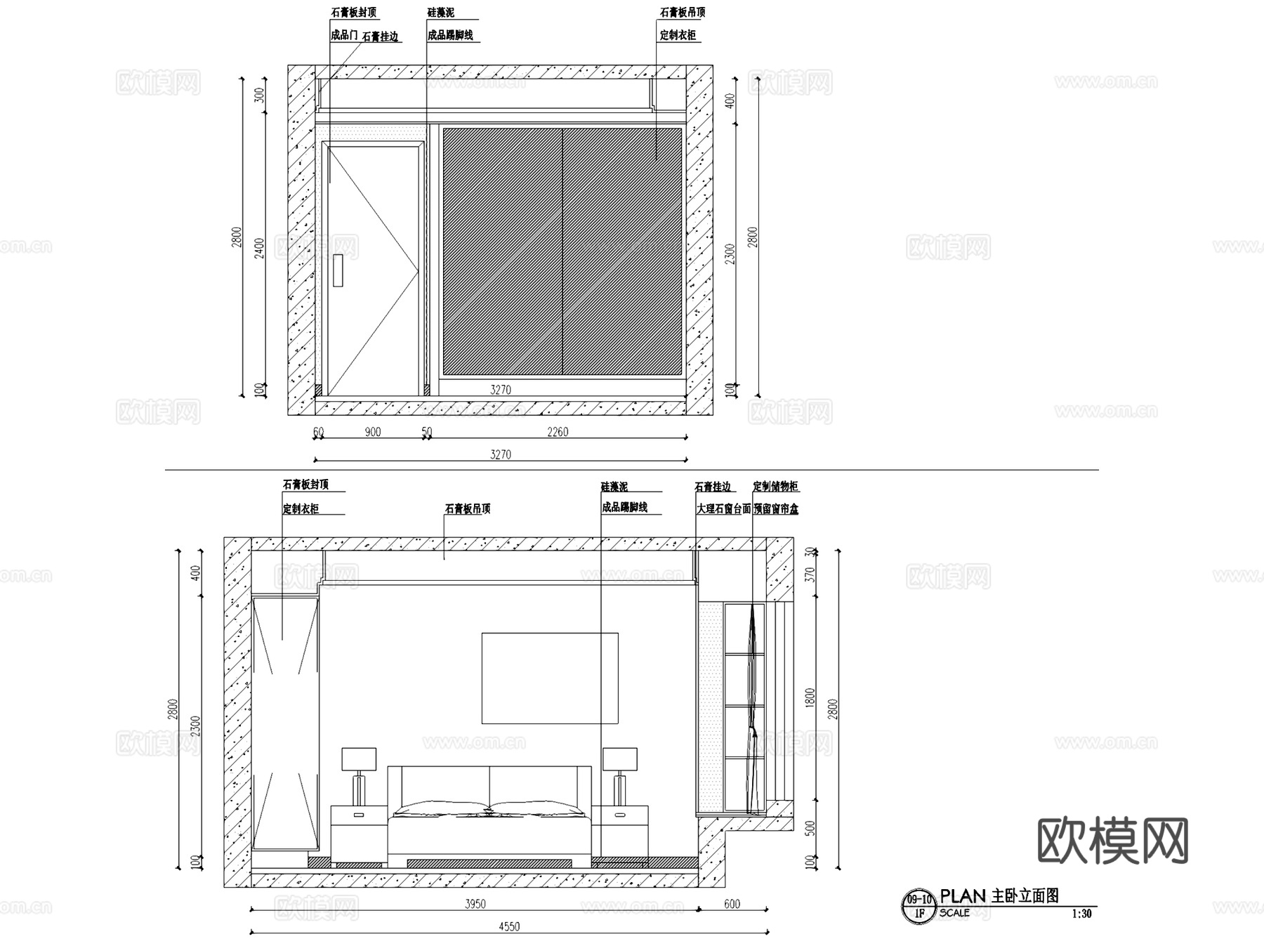 绿地华尔道北欧风三室两厅一卫室内家装CAD施工图cad施工图