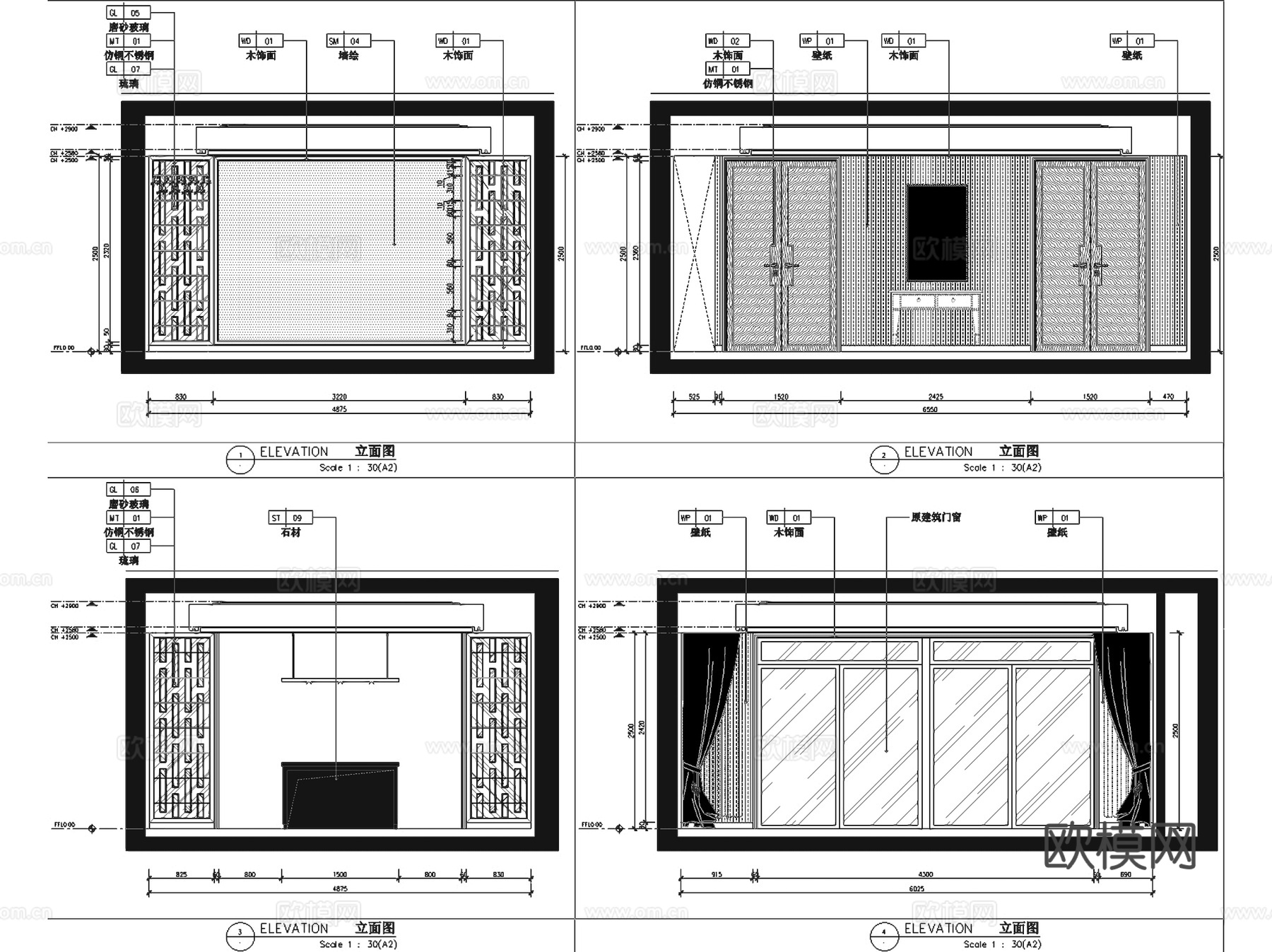 汤臣一品新中式复式跃层私宅室内家装CAD施工图整套cad施工图