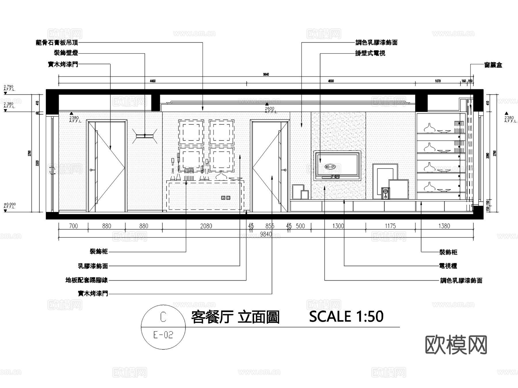 厦门北欧风三室两厅两卫私宅室内家装CAD施工图cad施工图