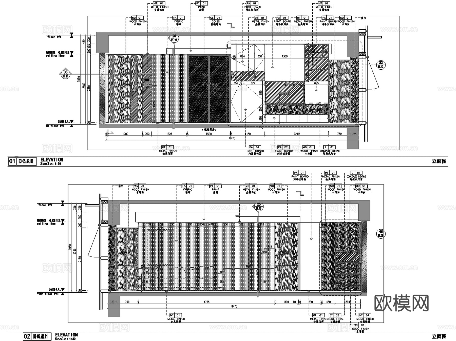 深圳华侨城创想大厦公寓B3-05户型样板间室内家装CADcad施工图